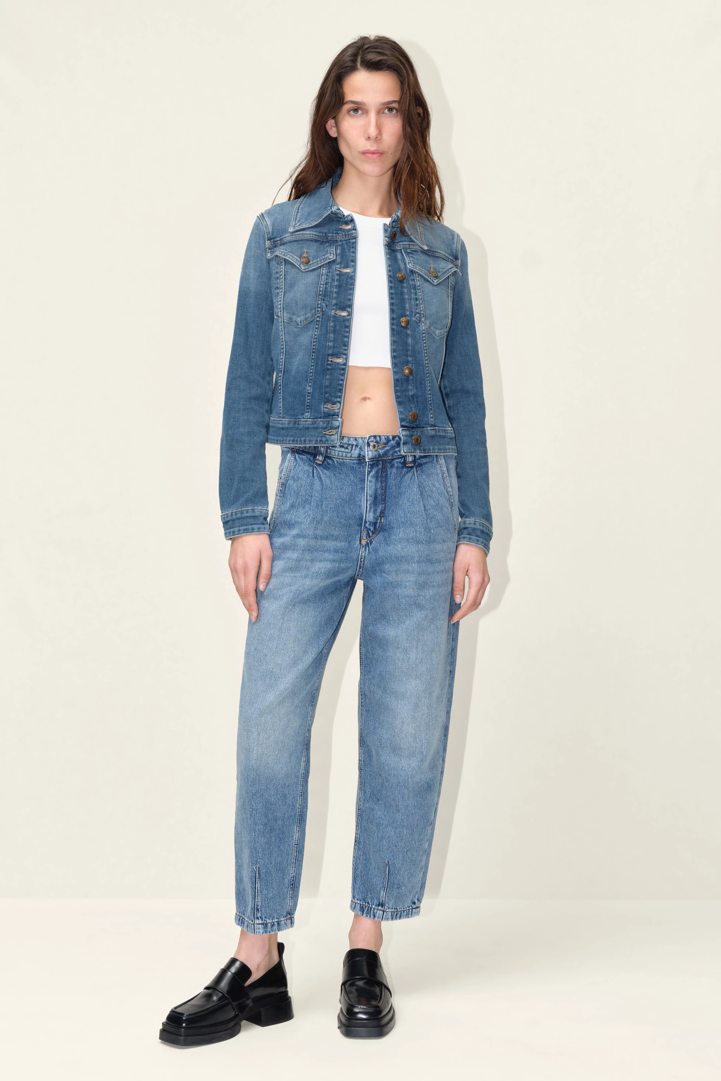 SOMERTON - Vrouwelijk spijkerjack - dames - blauw - Ganzkörper-Frontansicht