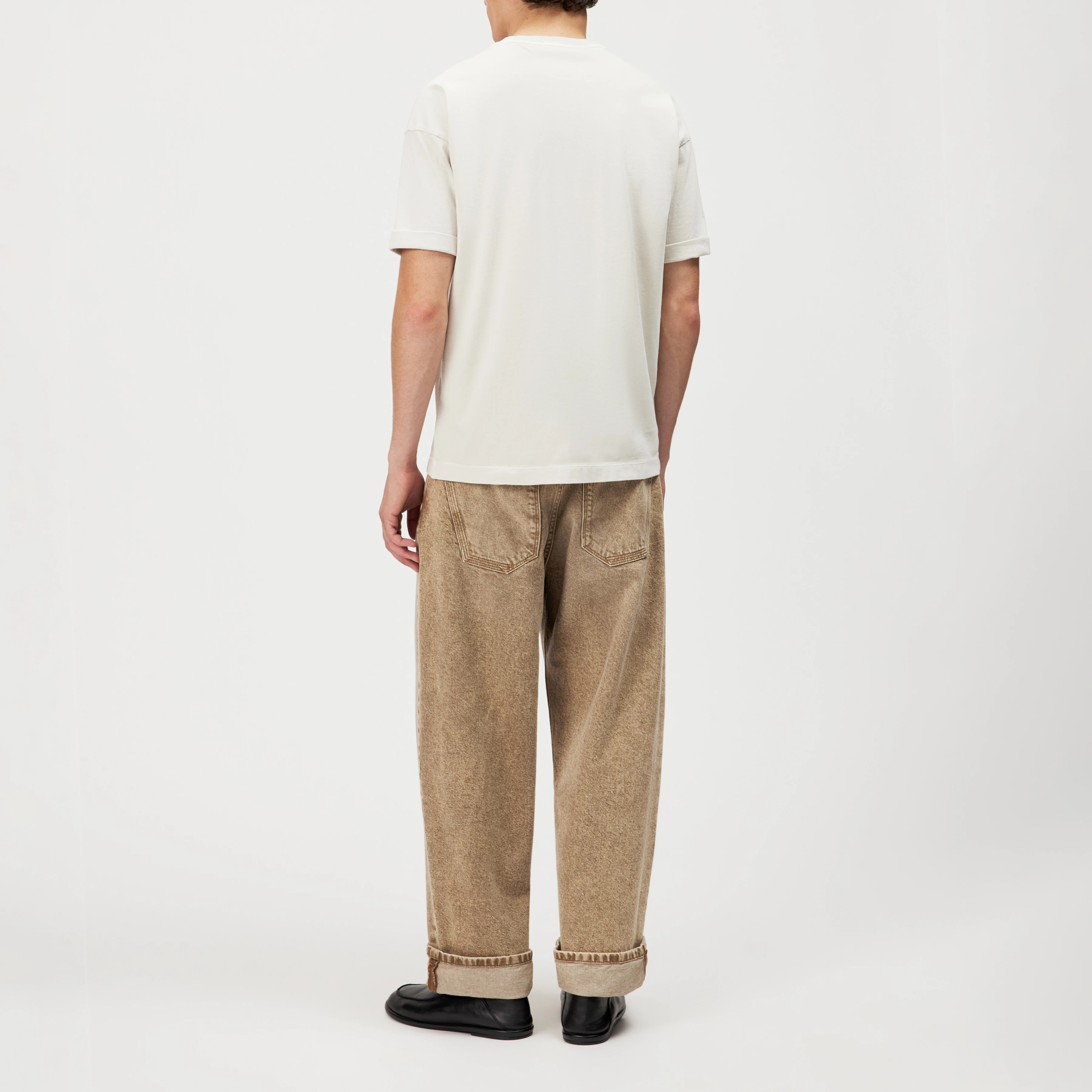THILO - Relaxed fit T-shirt in soft cotton with washed look - men - off white - Rückansicht