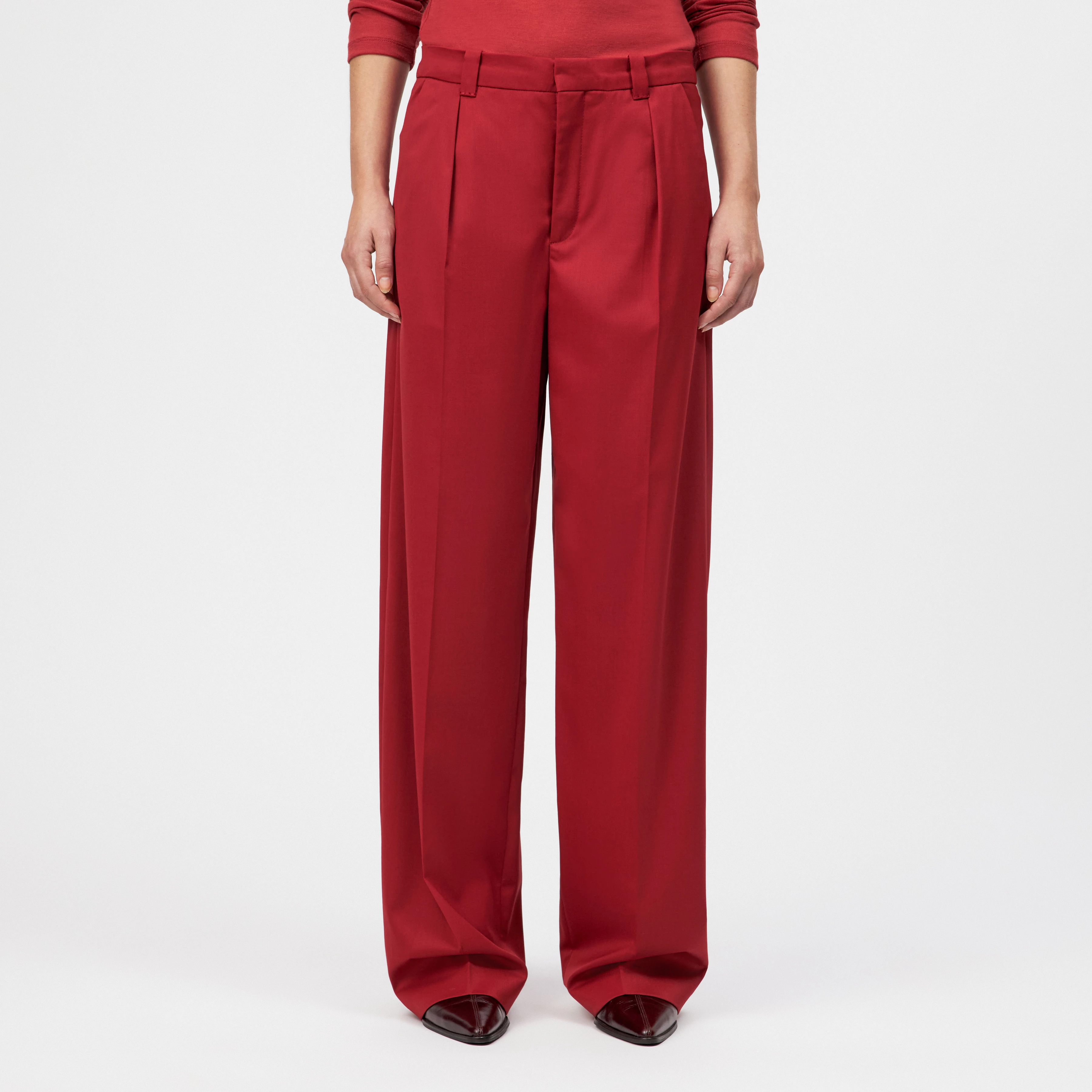 ADUCT - Tailored straight-leg trousers in wool blend - women - red - Frontansicht