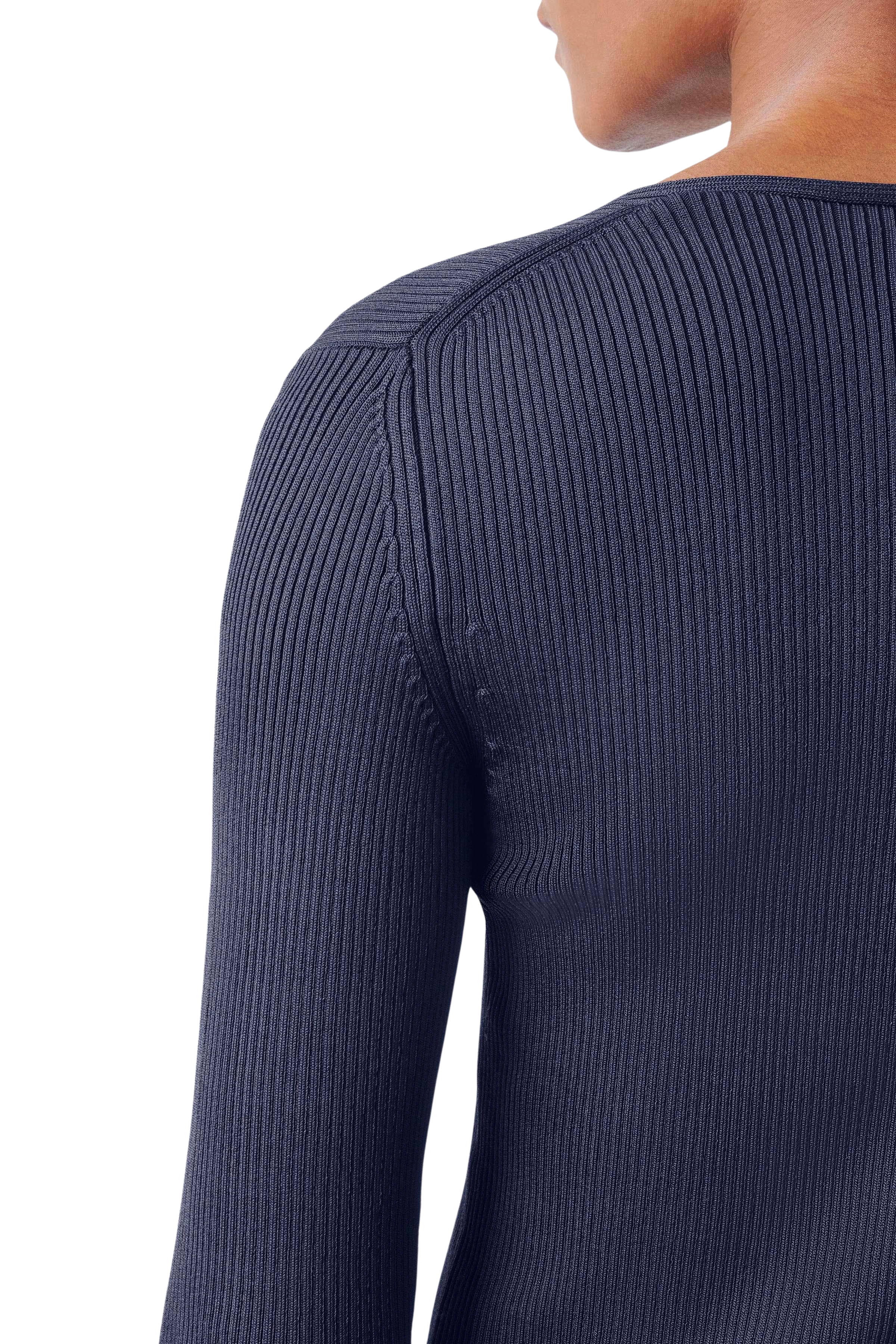 ANIELY - Ribbed cardigan in acetate mix - women - blue - Detailansicht am Model