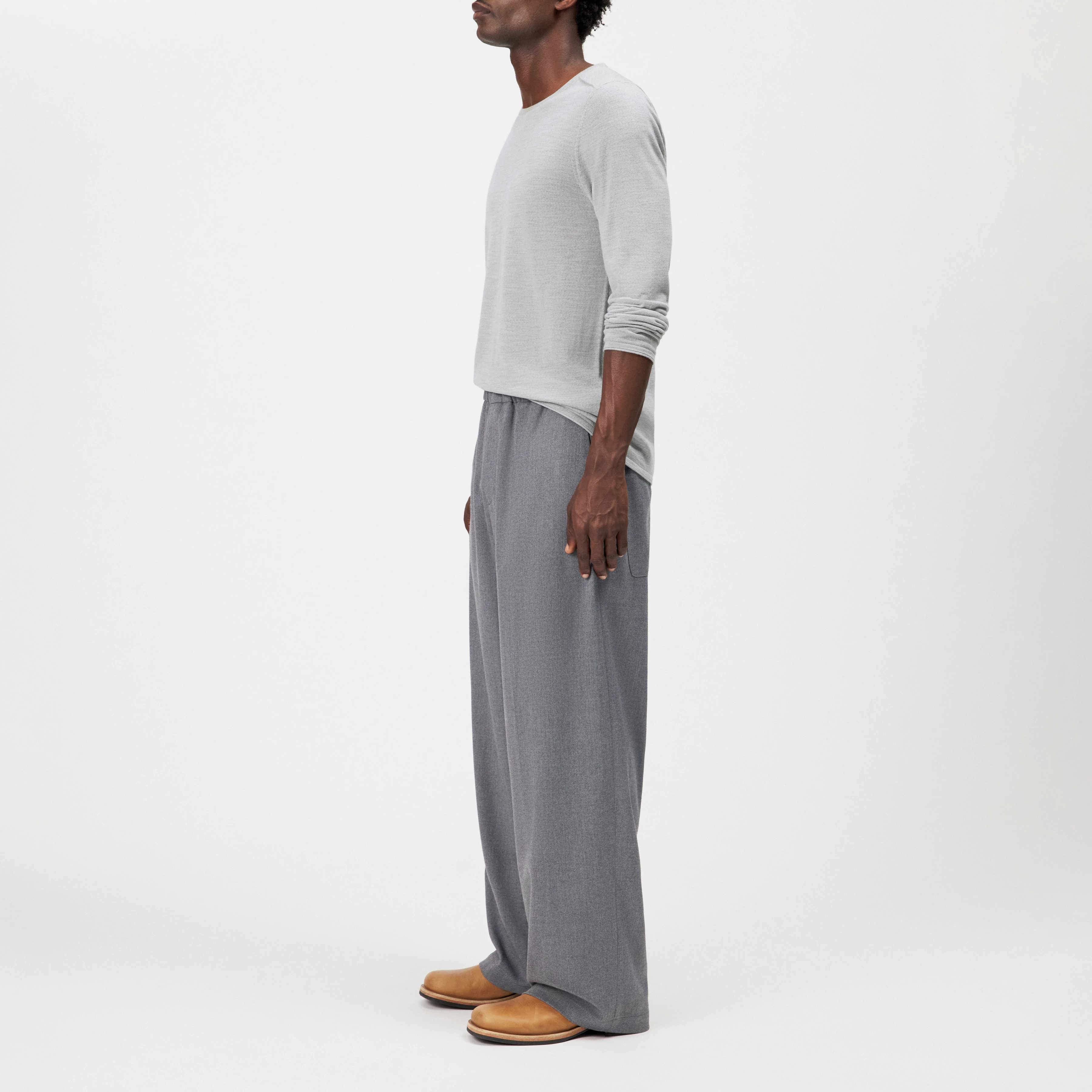 JOPAGO_CLN - Soft flannel jogging bottoms - men - grey - Seitenansicht