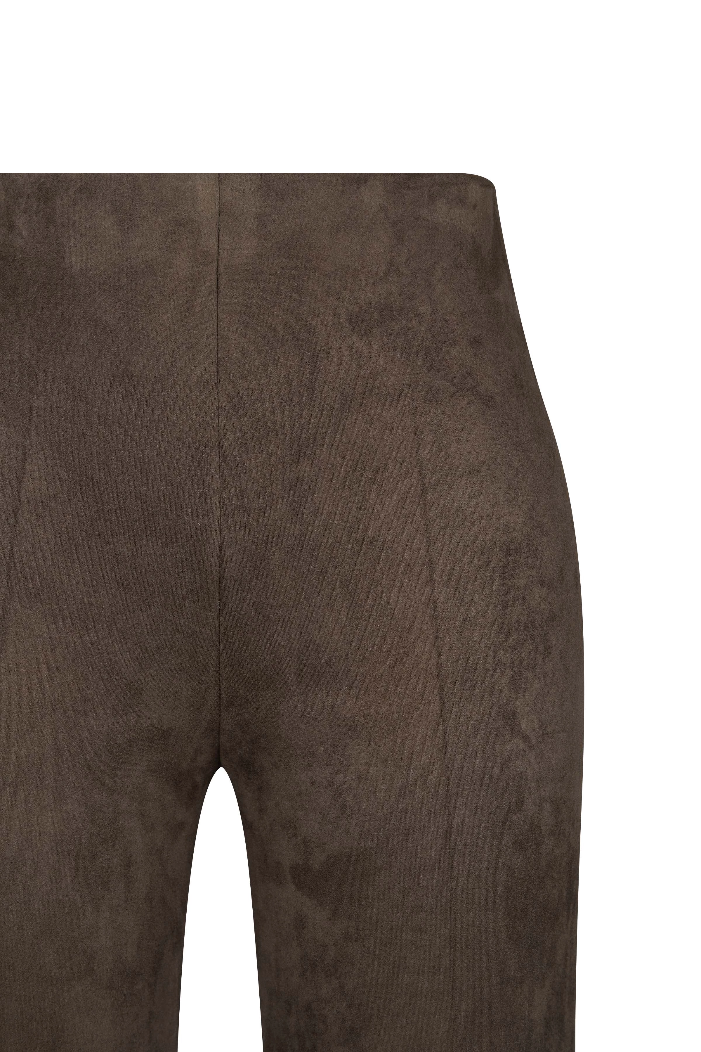 ALIVE - Schlupfhose in Veloursleder-Optik - Damen - braun - Freisteller Detailansicht