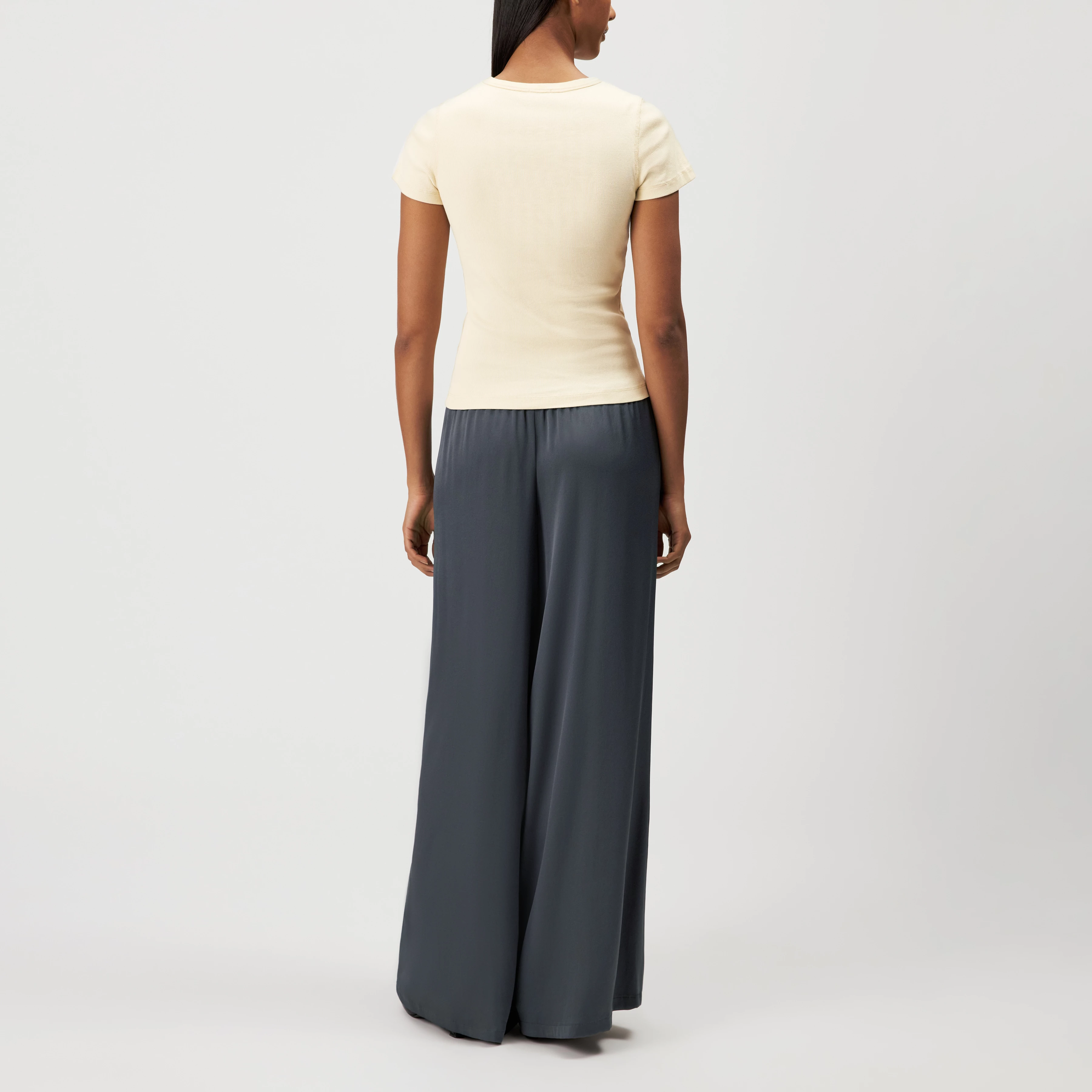 KOALE - Slim T-shirt in cotton rib - women - yellow - Rückansicht