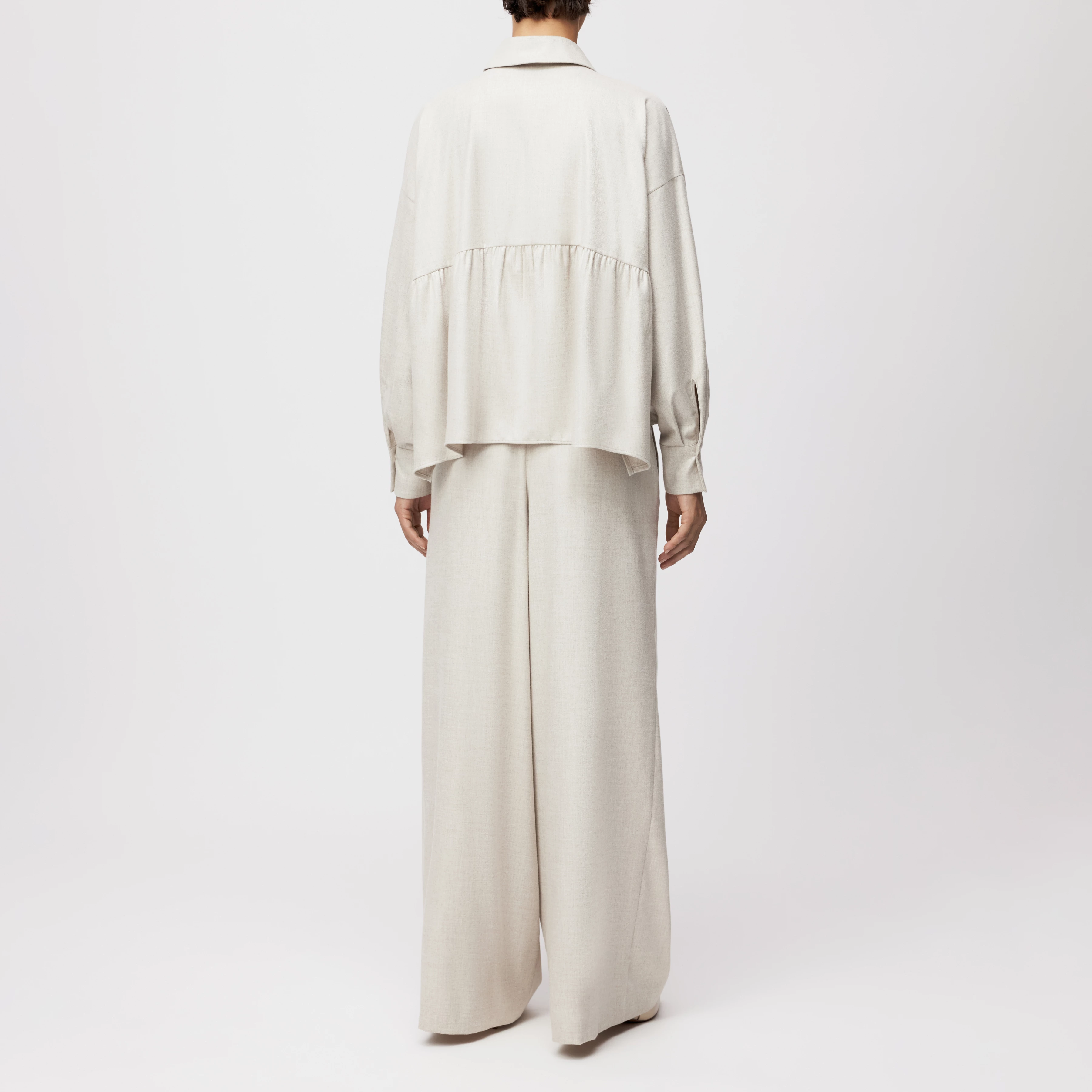 FLANNA - Hemdbluse in softem Flanell - Damen - beige - Rückansicht