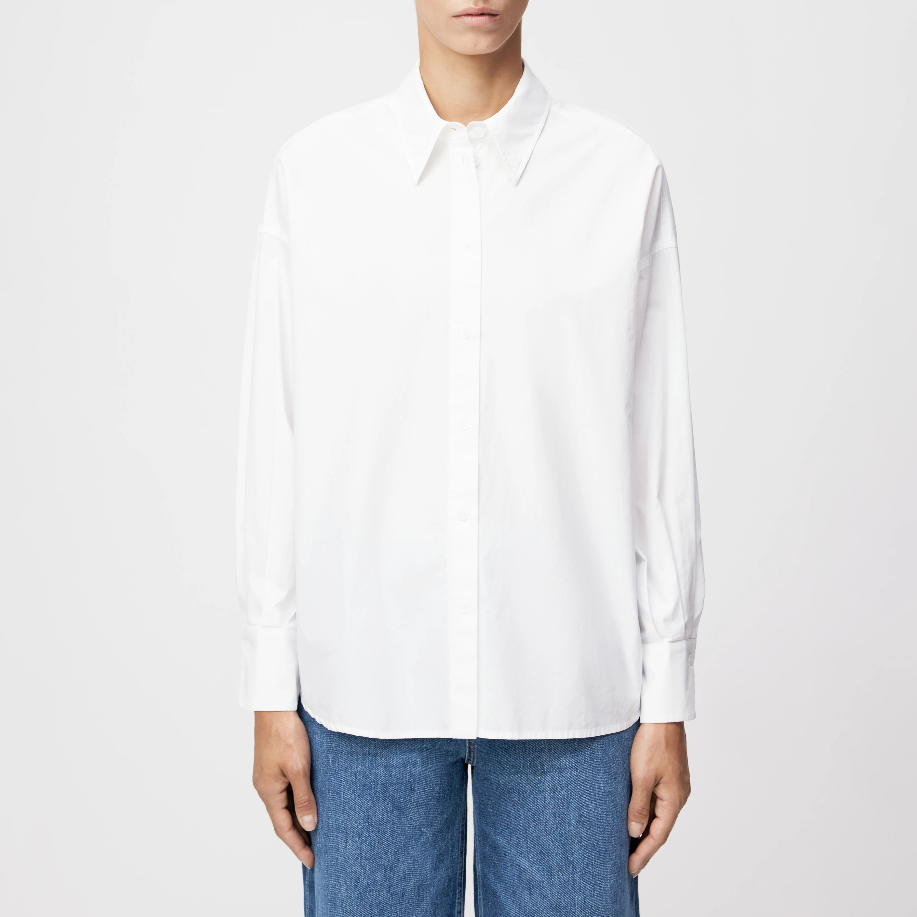 LYNDARA - Casual shirt blouse in poplin - women - white - Frontansicht