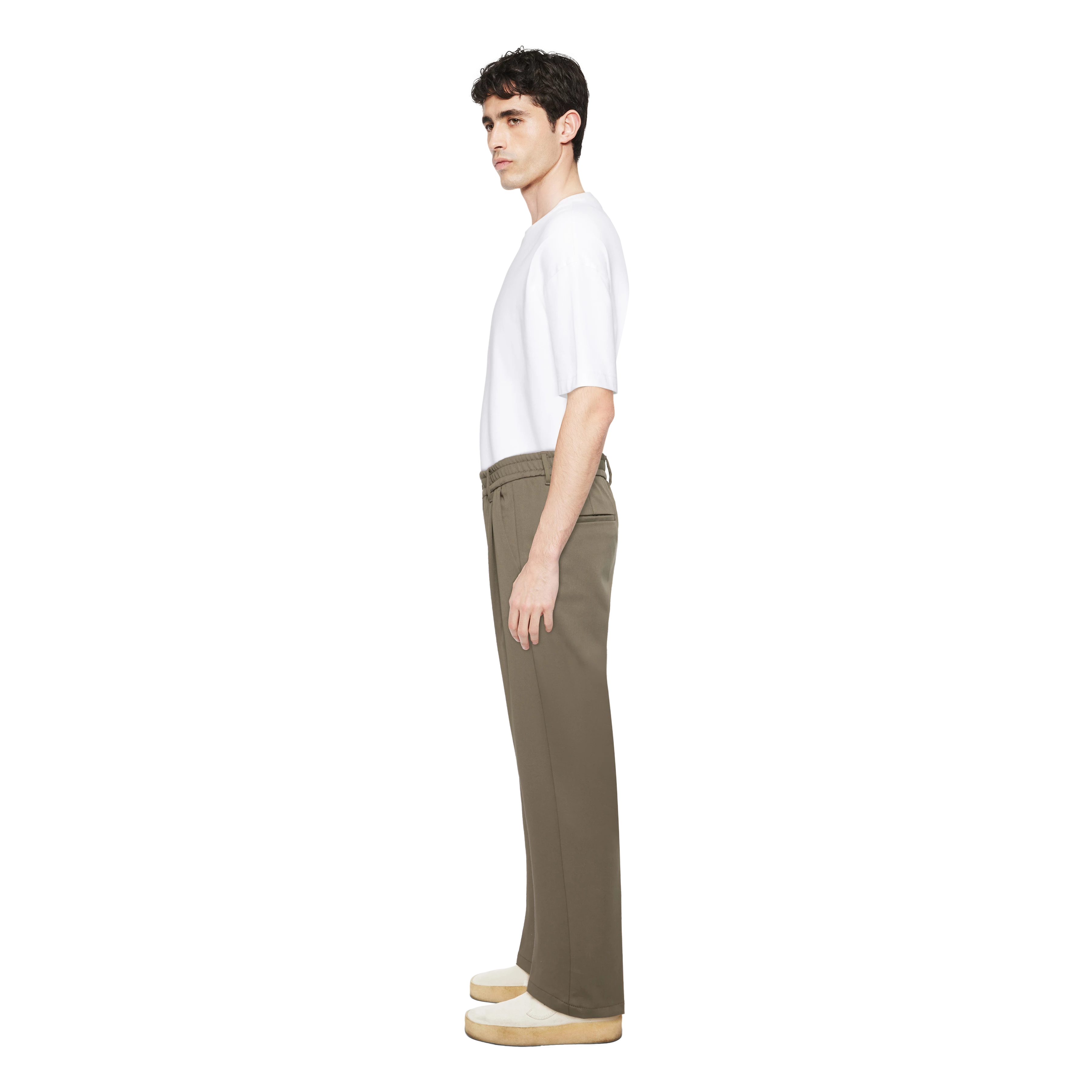 CHASY_RGLR - Casual trousers with pleats in heavy satin - men - green - Seitenansicht