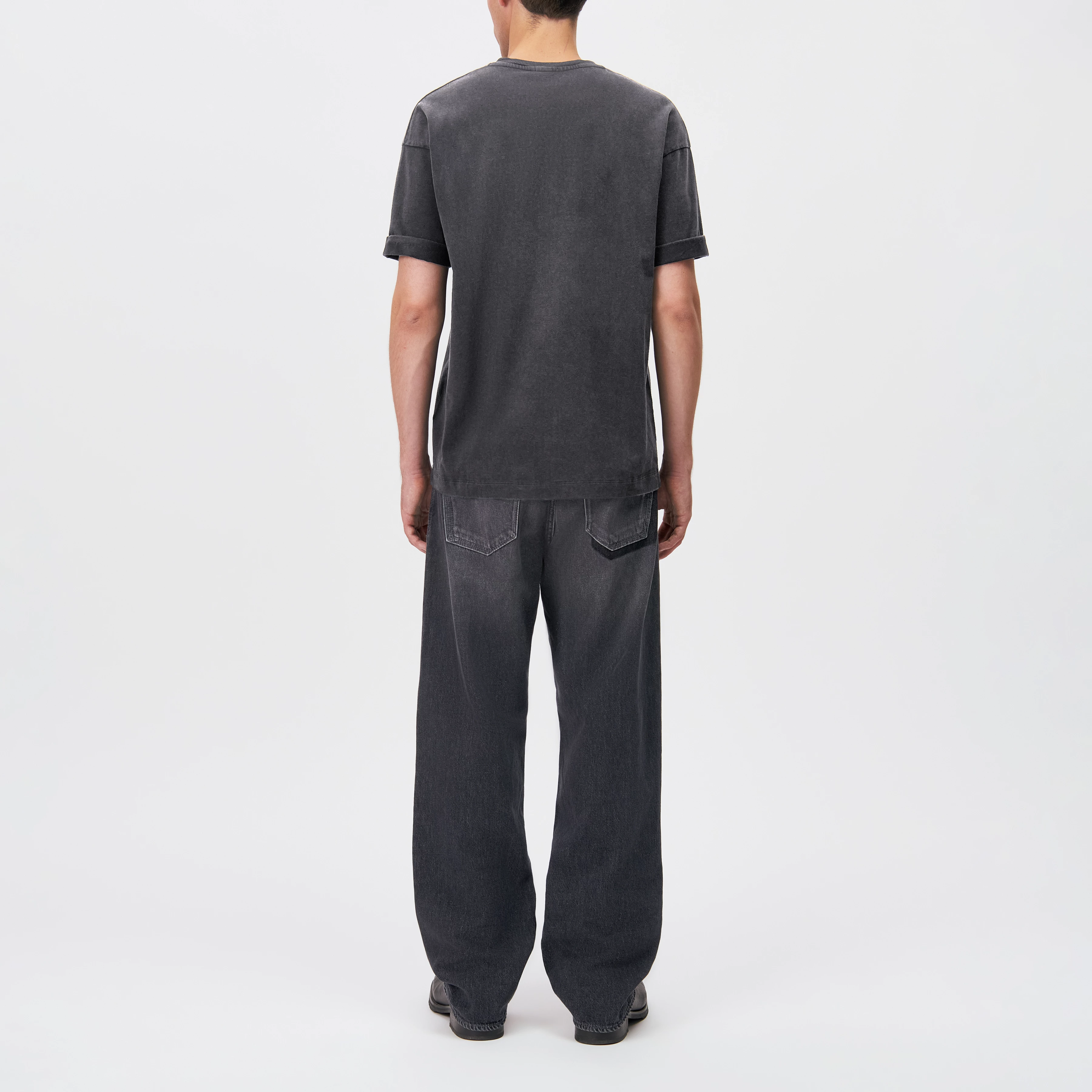 THILO - Relaxed Fit T-Shirt in softer Baumwolle und Washed Look - Herren - grau - Rückansicht
