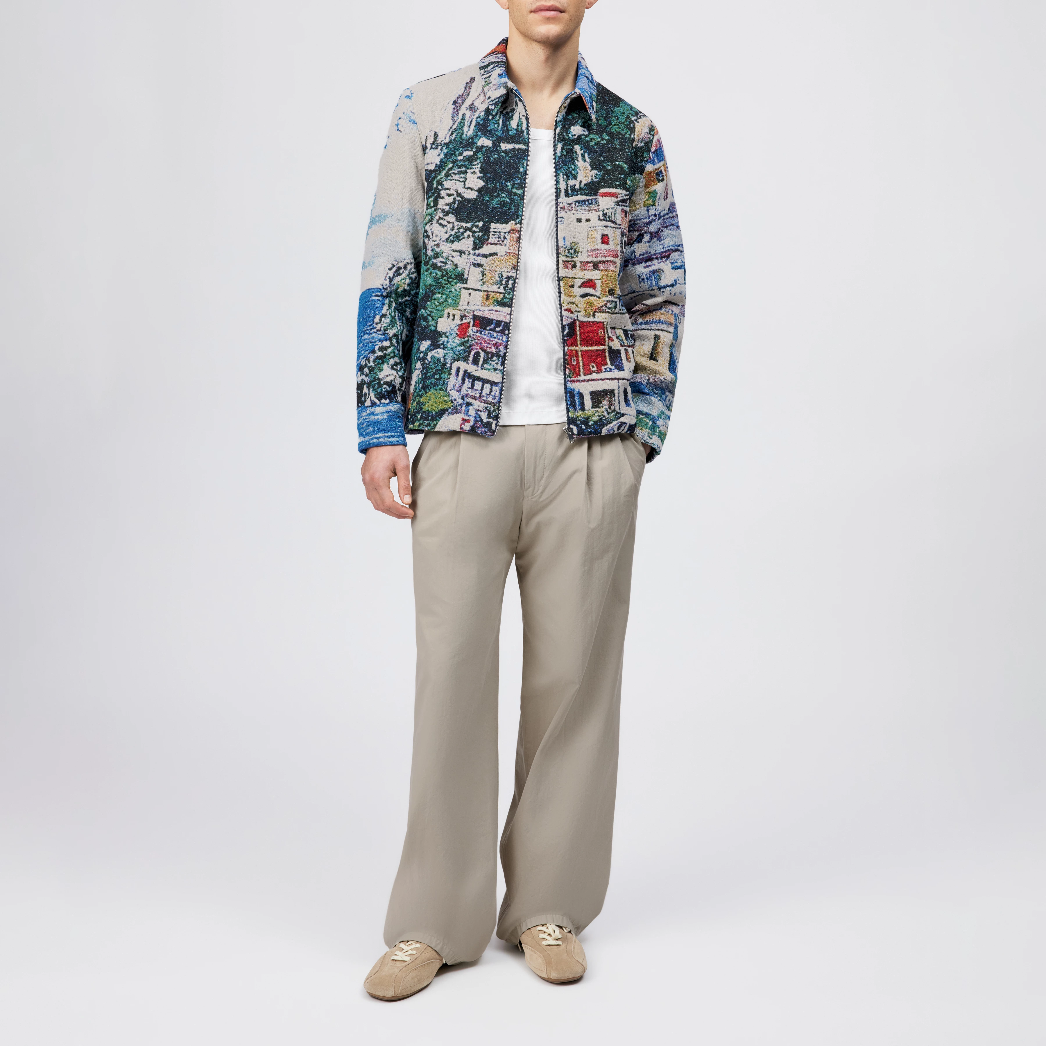 JOTTAR - Jacke mit Umlegekragen in Jacquard - Herren - blau - Ganzkörper-Frontansicht