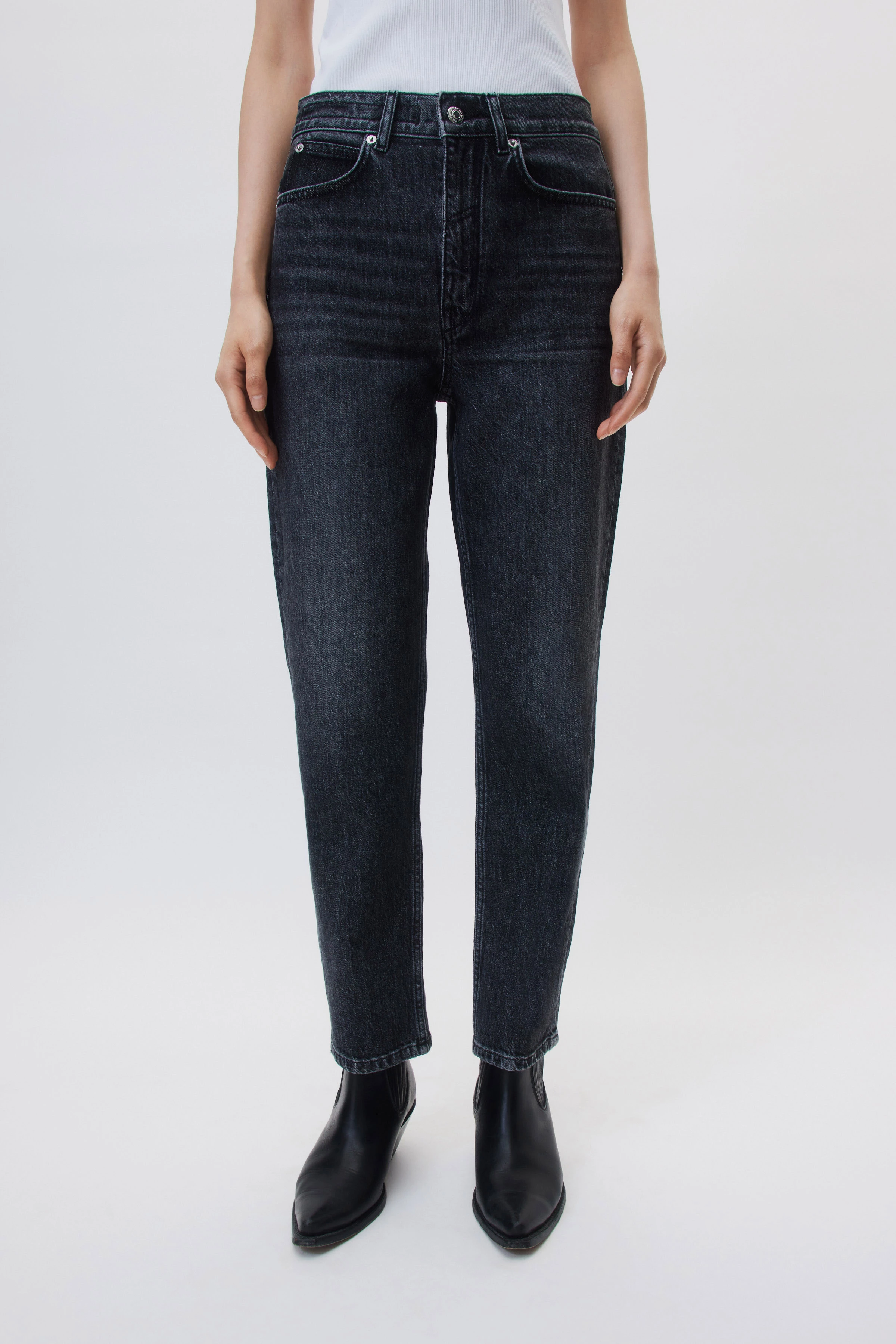 MOM_1 - Mom Jeans in Stretch-Denim - Damen - schwarz - Frontansicht