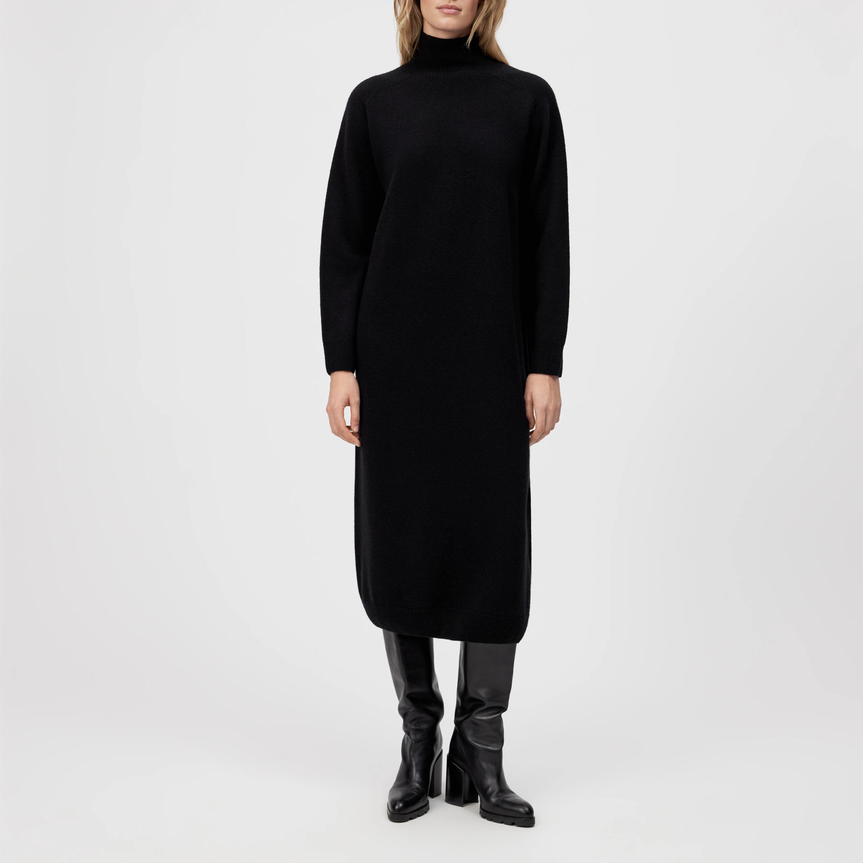 ALINOY - Strickkleid in Schurwolle - Damen - schwarz - Frontansicht