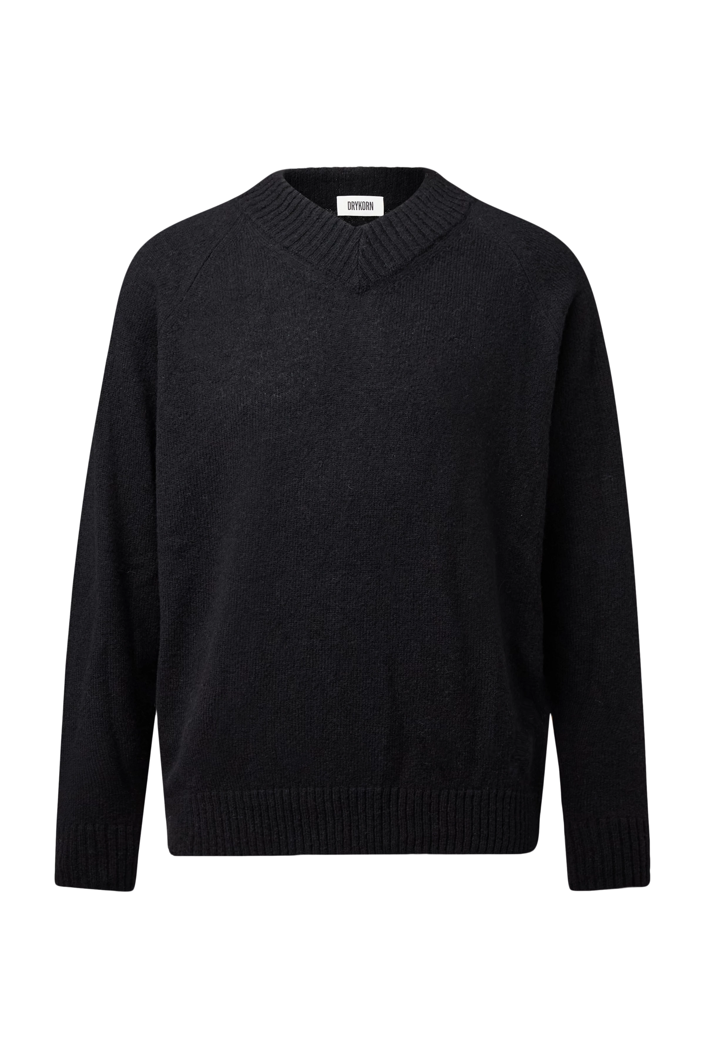 NUMIR - V-Neck Knitted Jumper in Wool Blend - men - black - Freisteller Frontansicht