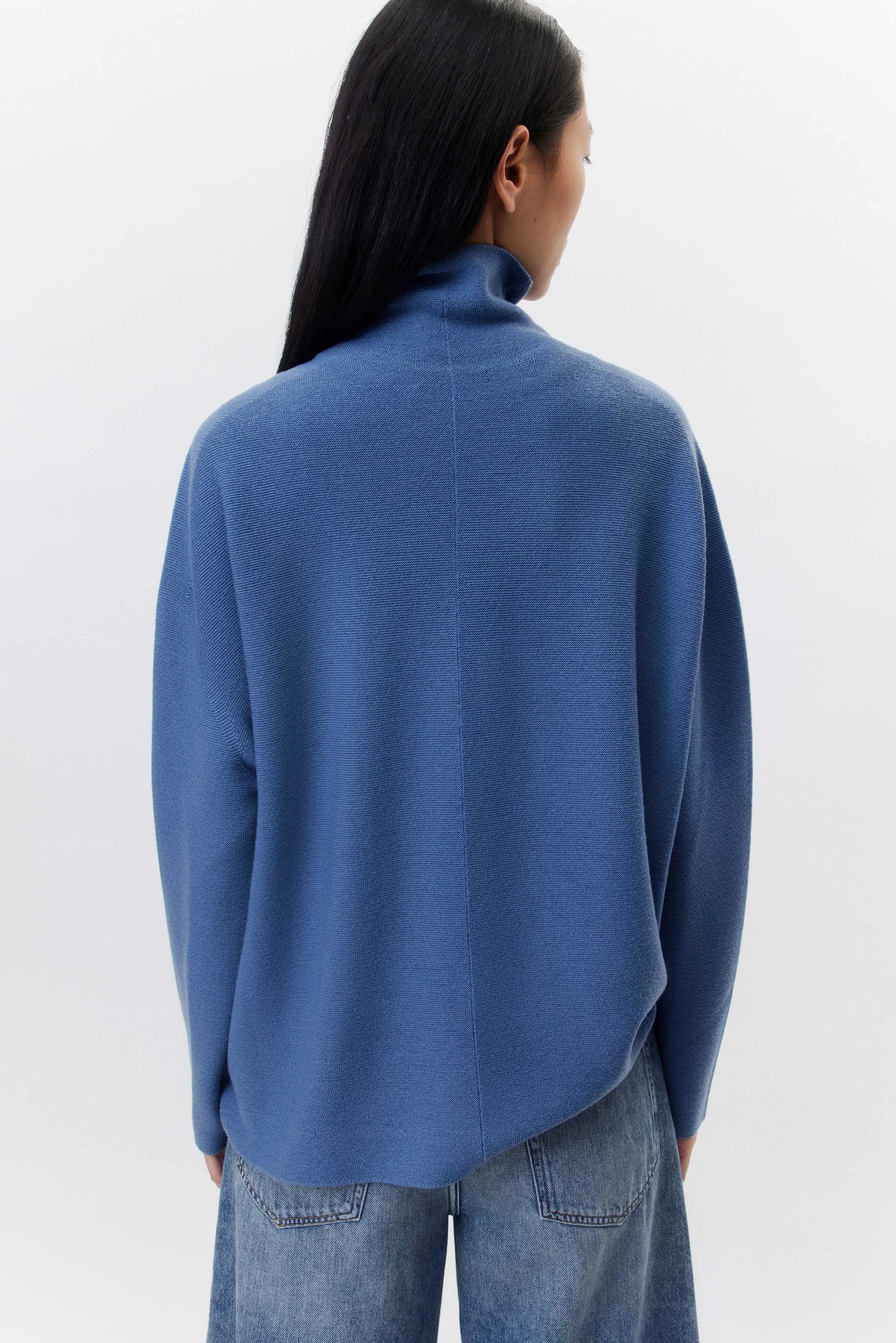 LIORA - Rollkragenpullover in Merinowolle - Damen - blau - Rückansicht