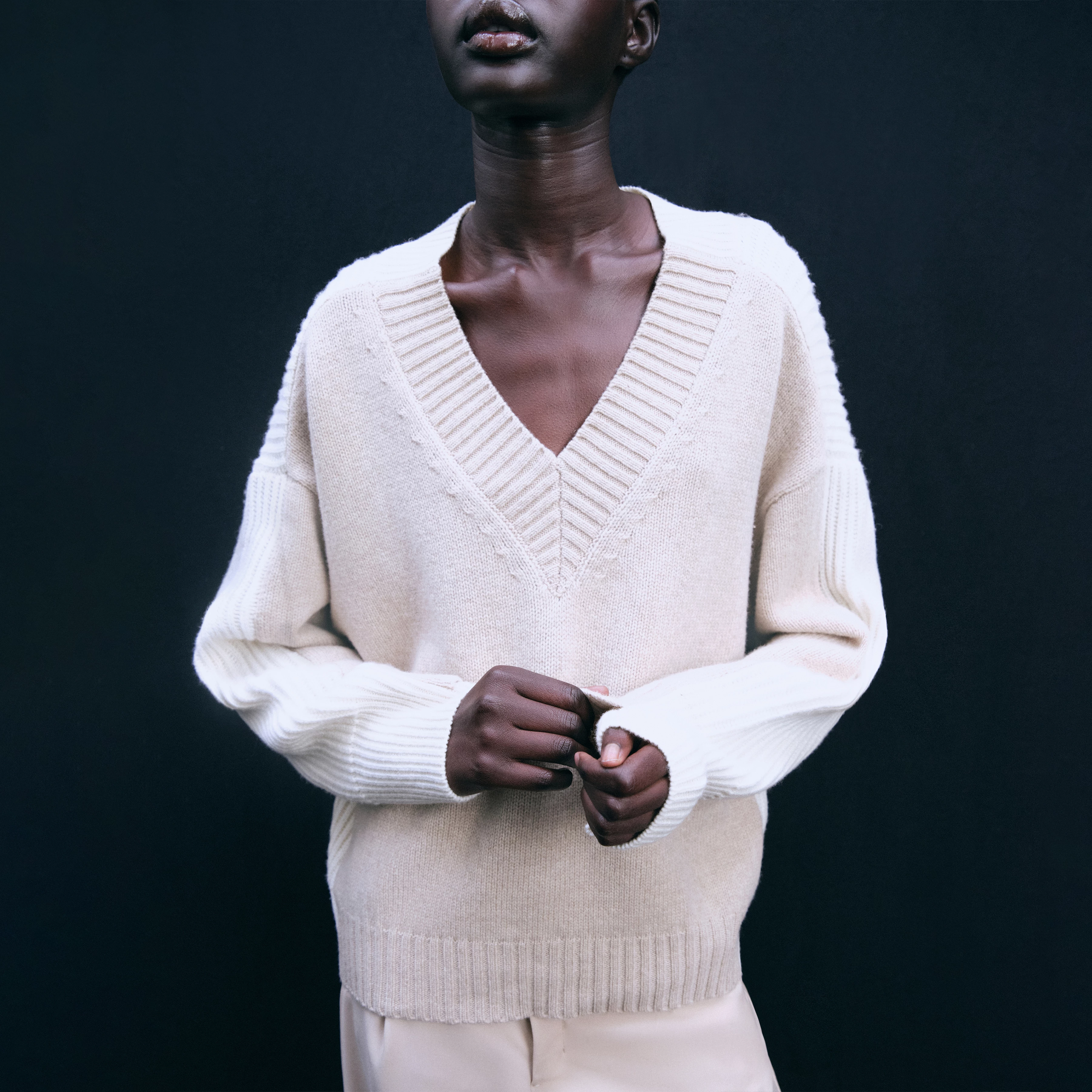 PASELIA - Oversized Pullover in Schurwolle - Damen - beige