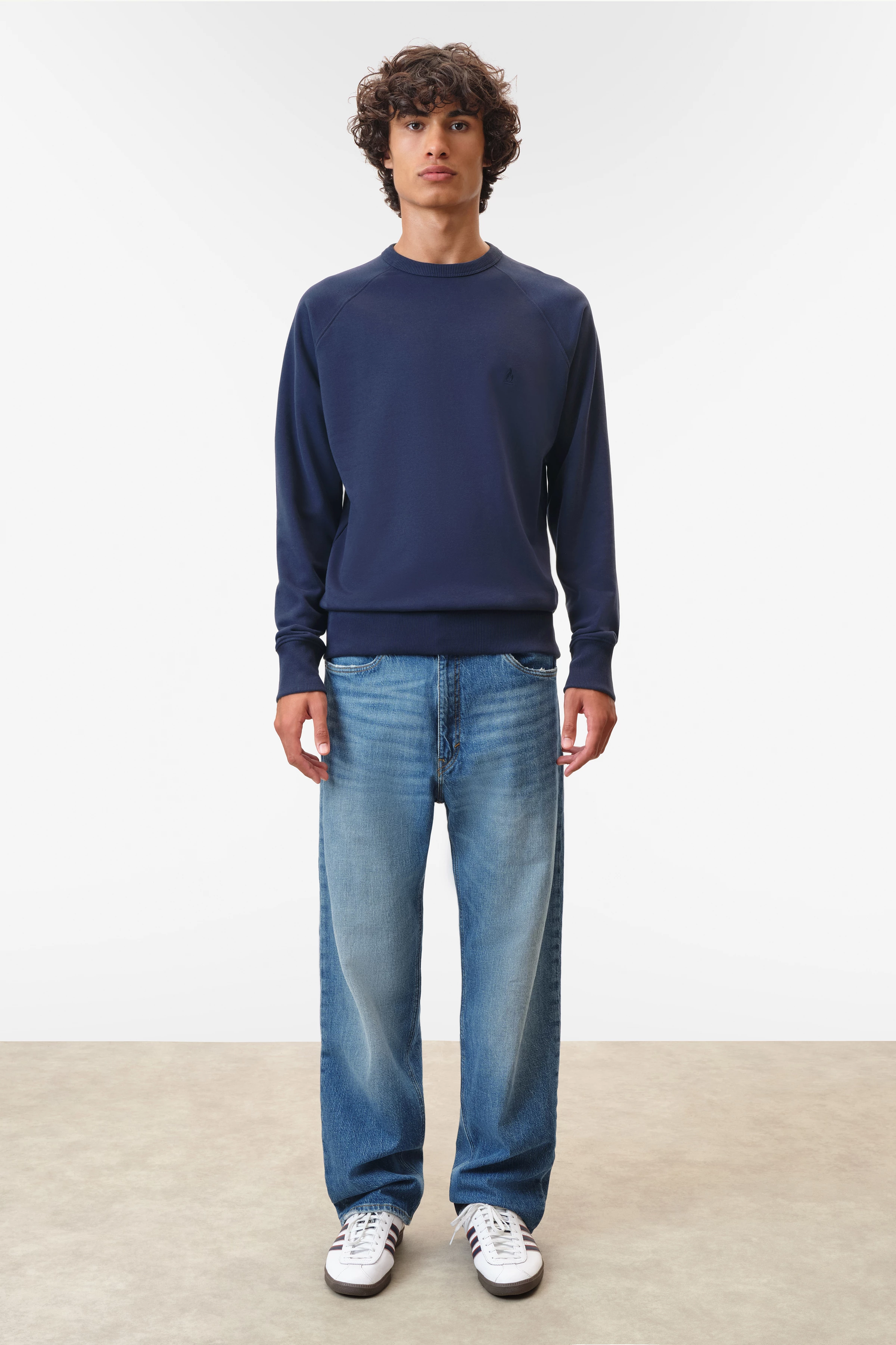 FLORENZ - Sweatshirt in gebrushtem French Terry - Herren - blau - Ganzkörper-Frontansicht