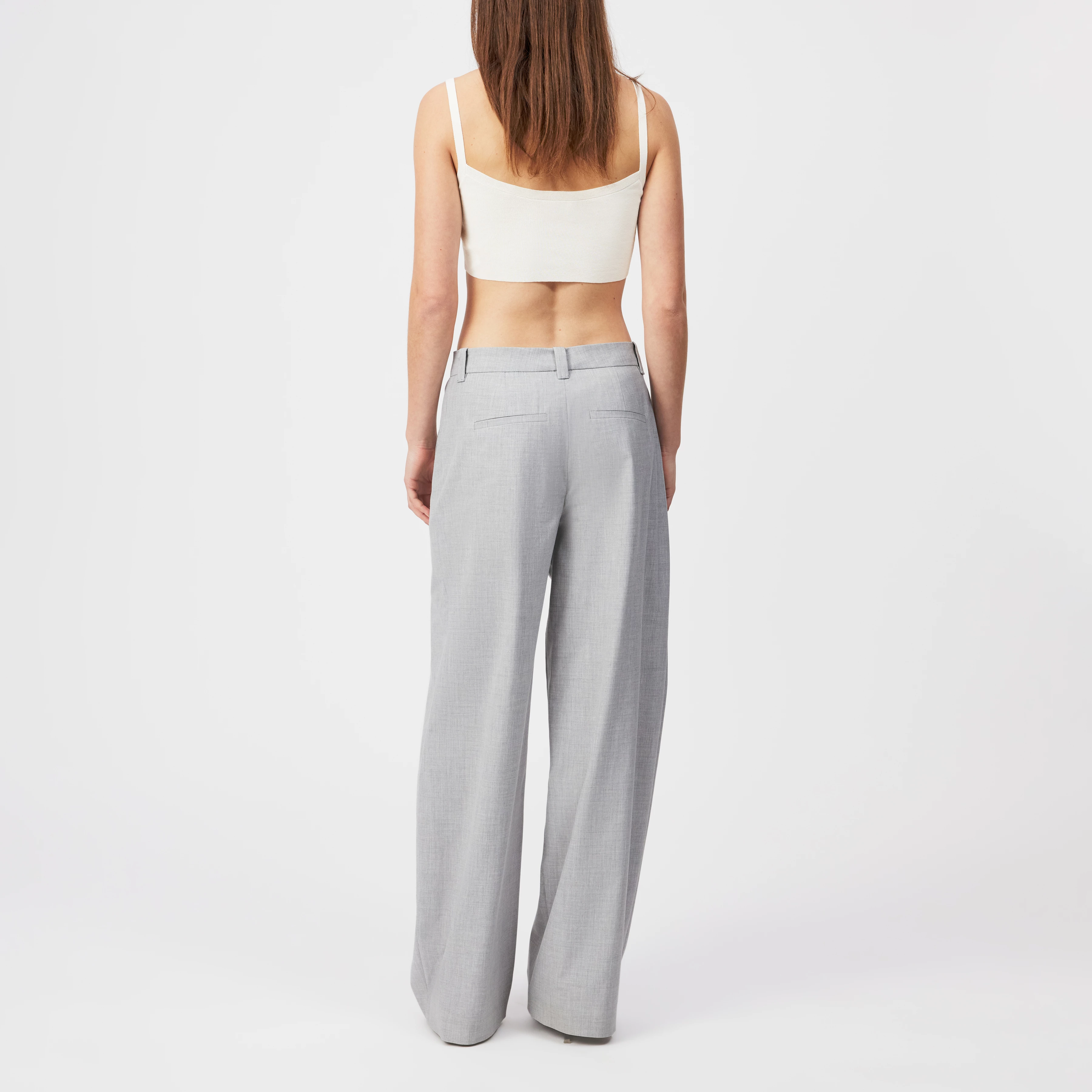 UNPACK - Regular fit trousers in woven fabric - women - grey - Rückansicht
