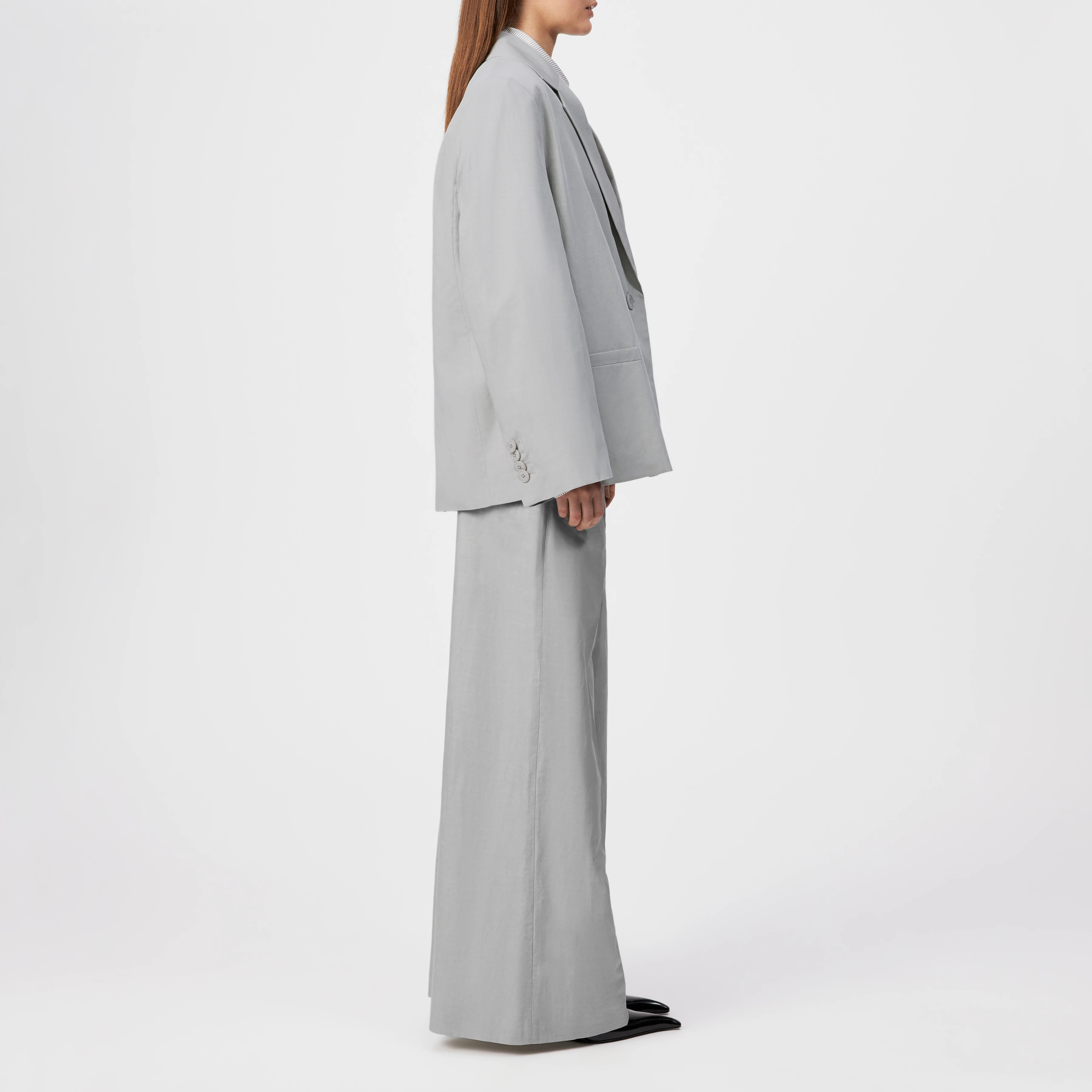 IVERLY - Oversized Hemp-Blend Blazer - women - grey - Seitenansicht