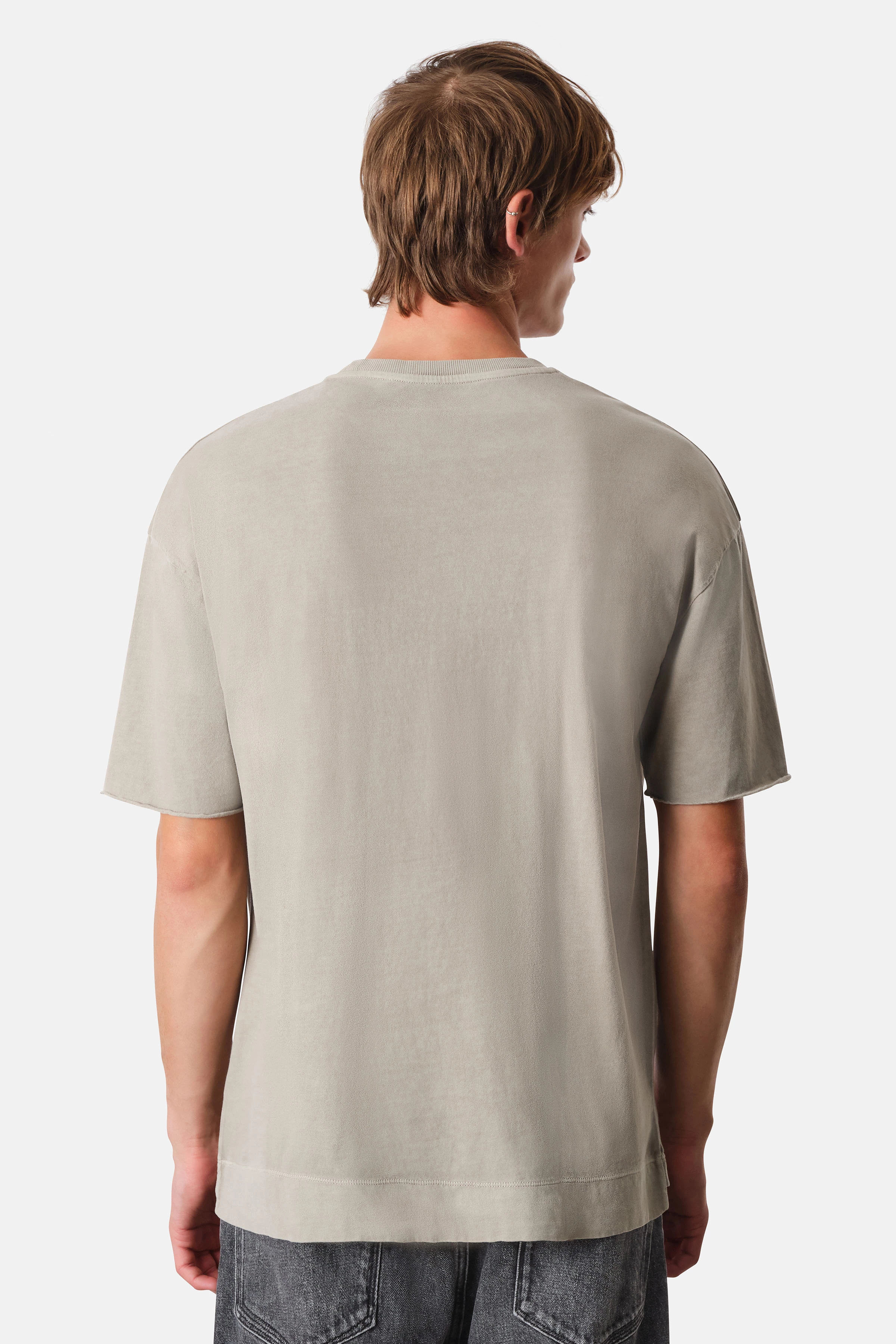 EROS - washed look t-shirt with rolled edge - men - beige - Rückansicht