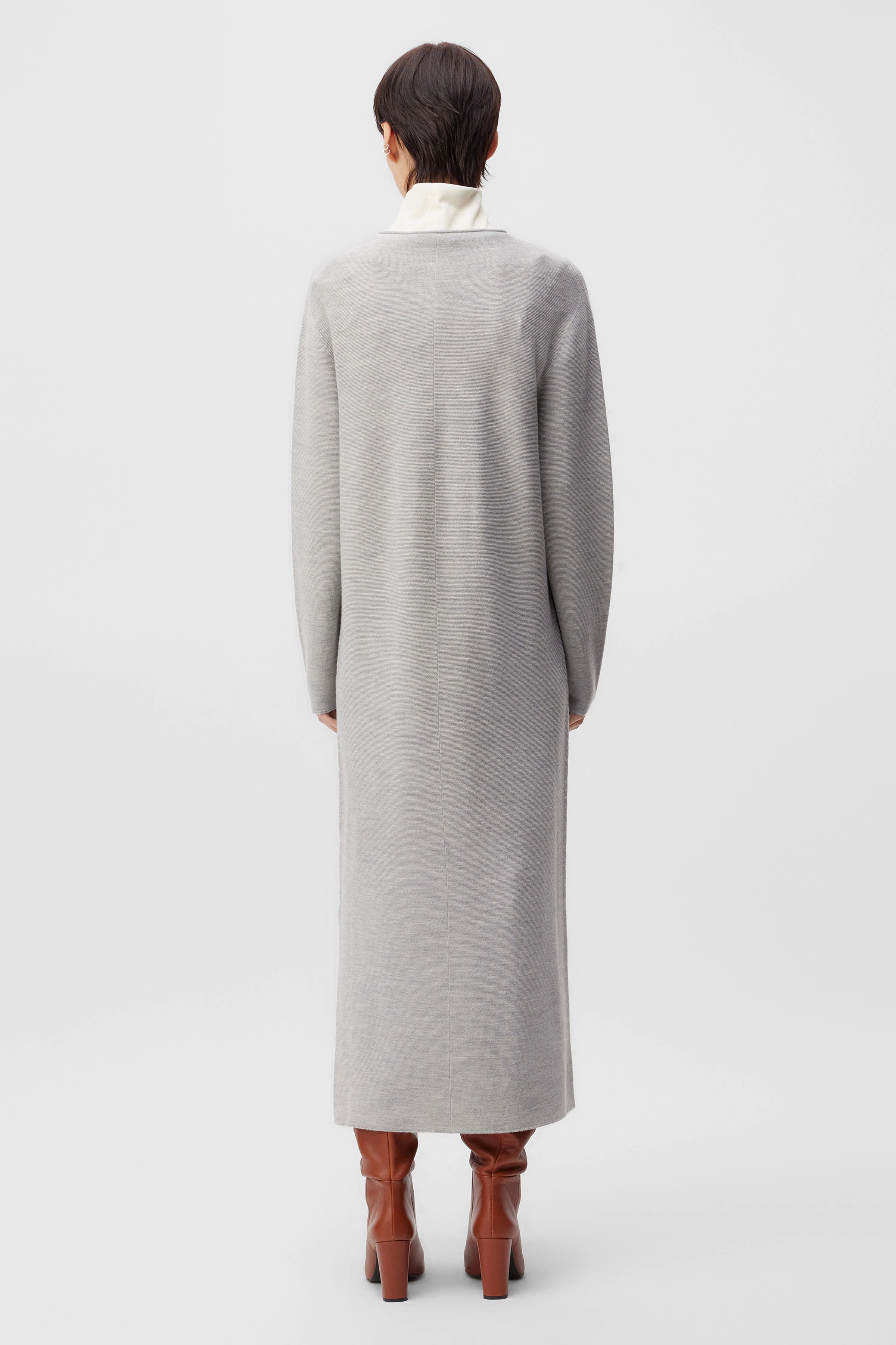 KAJA - Strickkleid in Merinowolle - Damen - grau - Rückansicht