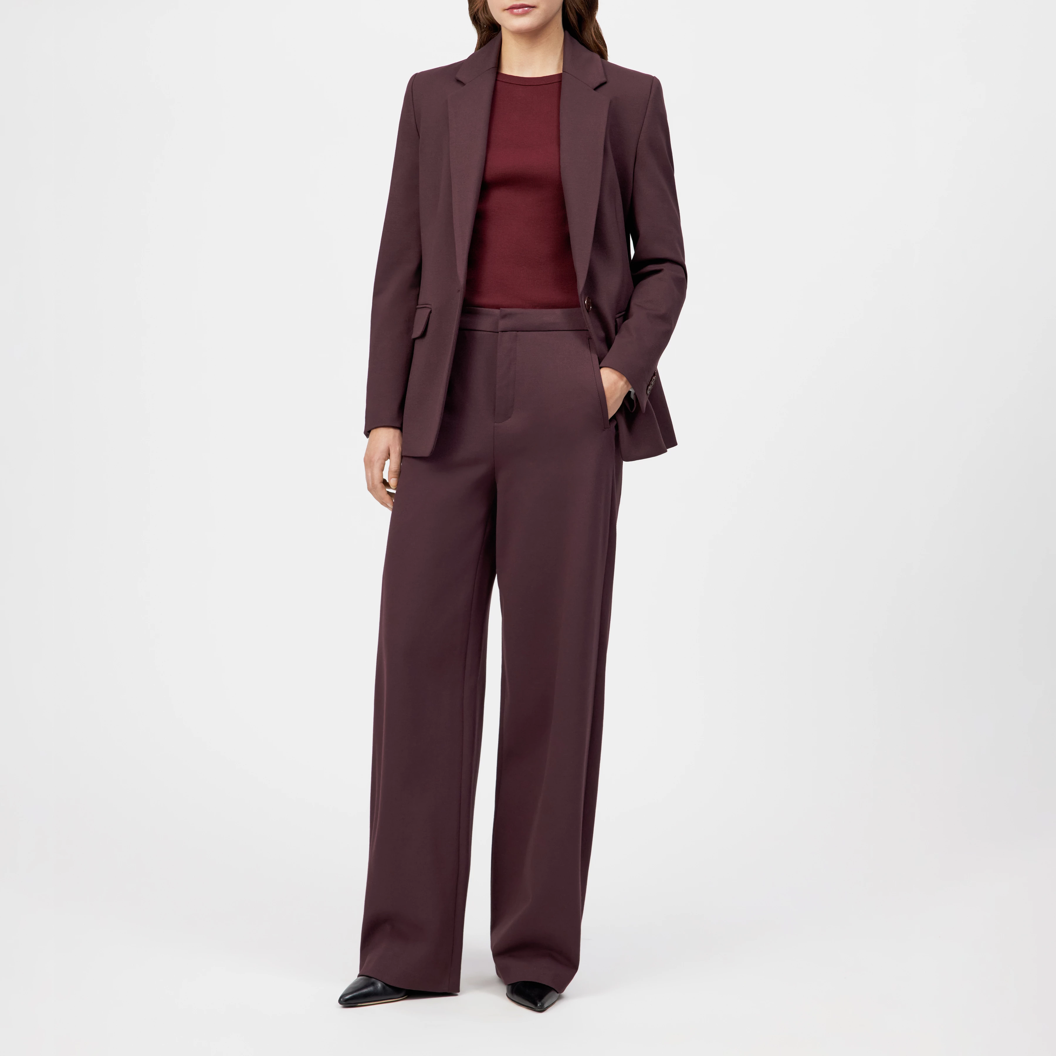 FAE_0 - Hose mit Barrel-Leg in Viskose-Mix - Damen - rot - Ganzkörper-Frontansicht