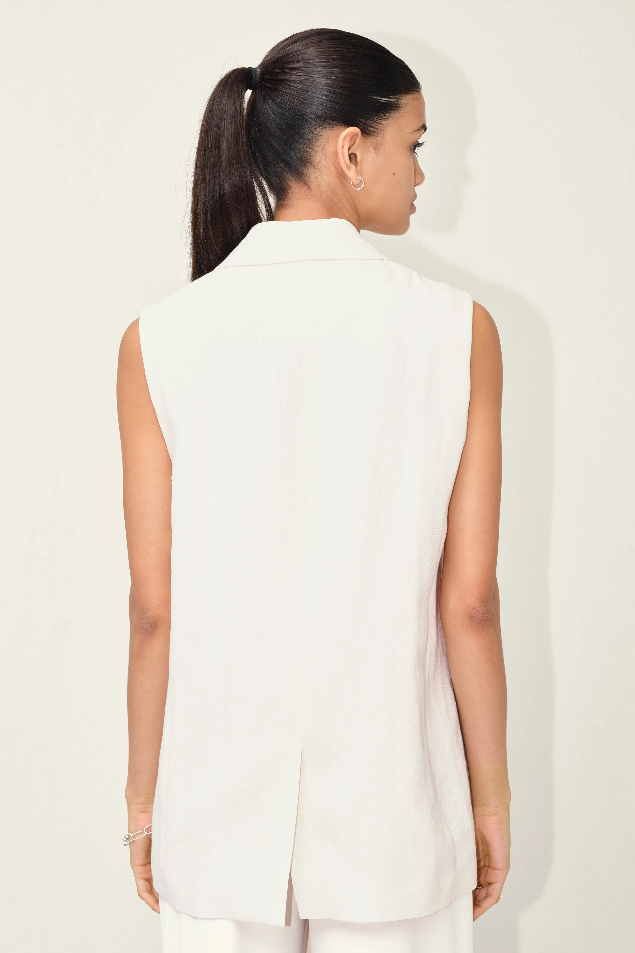 HAINAULT - Ärmelloser Blazer aus Leinen-Viskose-Mix - Damen - off white - Rückansicht