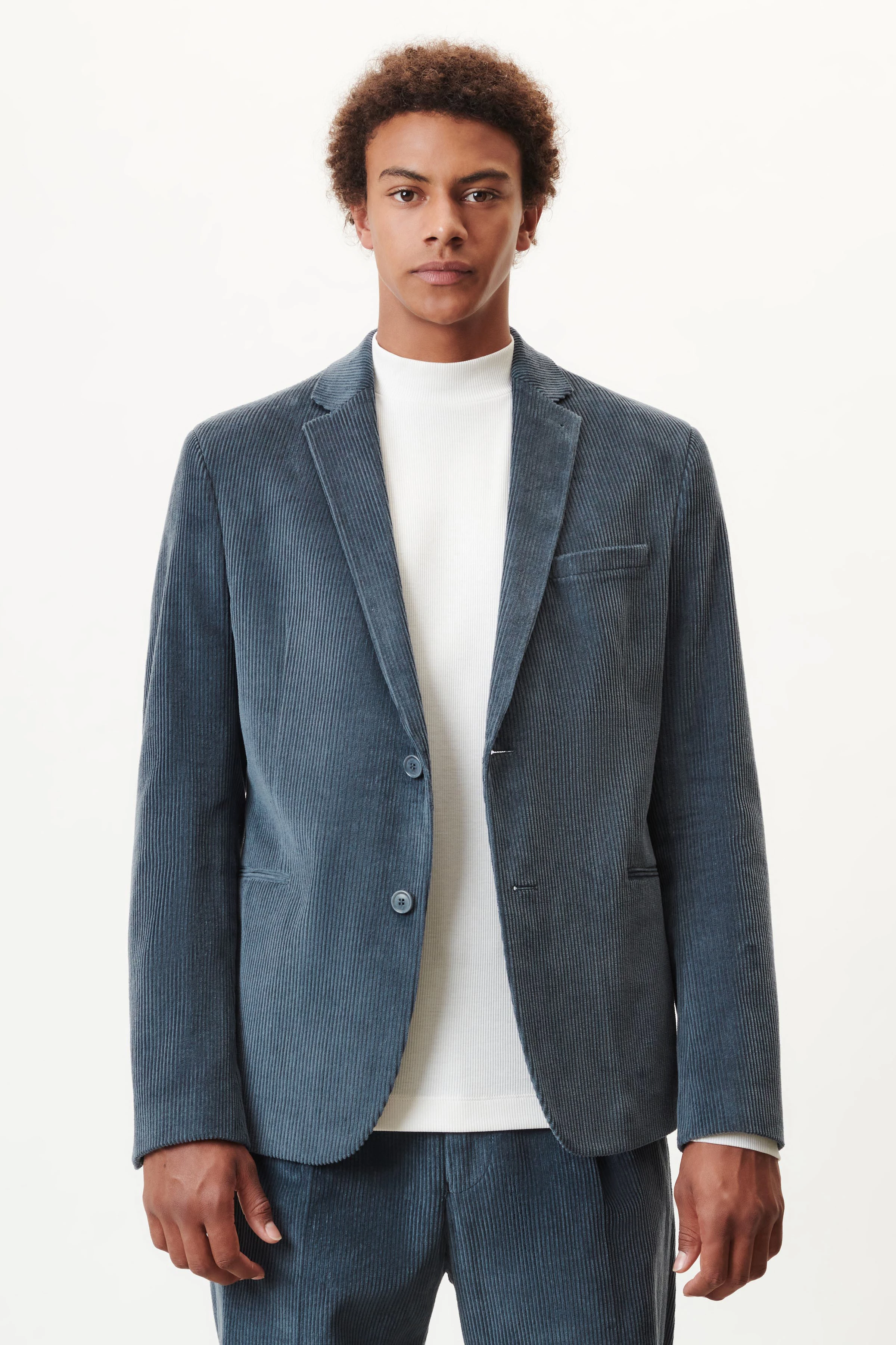 HORLEY - Slim Fit Sakko mit fallendem Revers in Cord - Herren - blau - Frontansicht