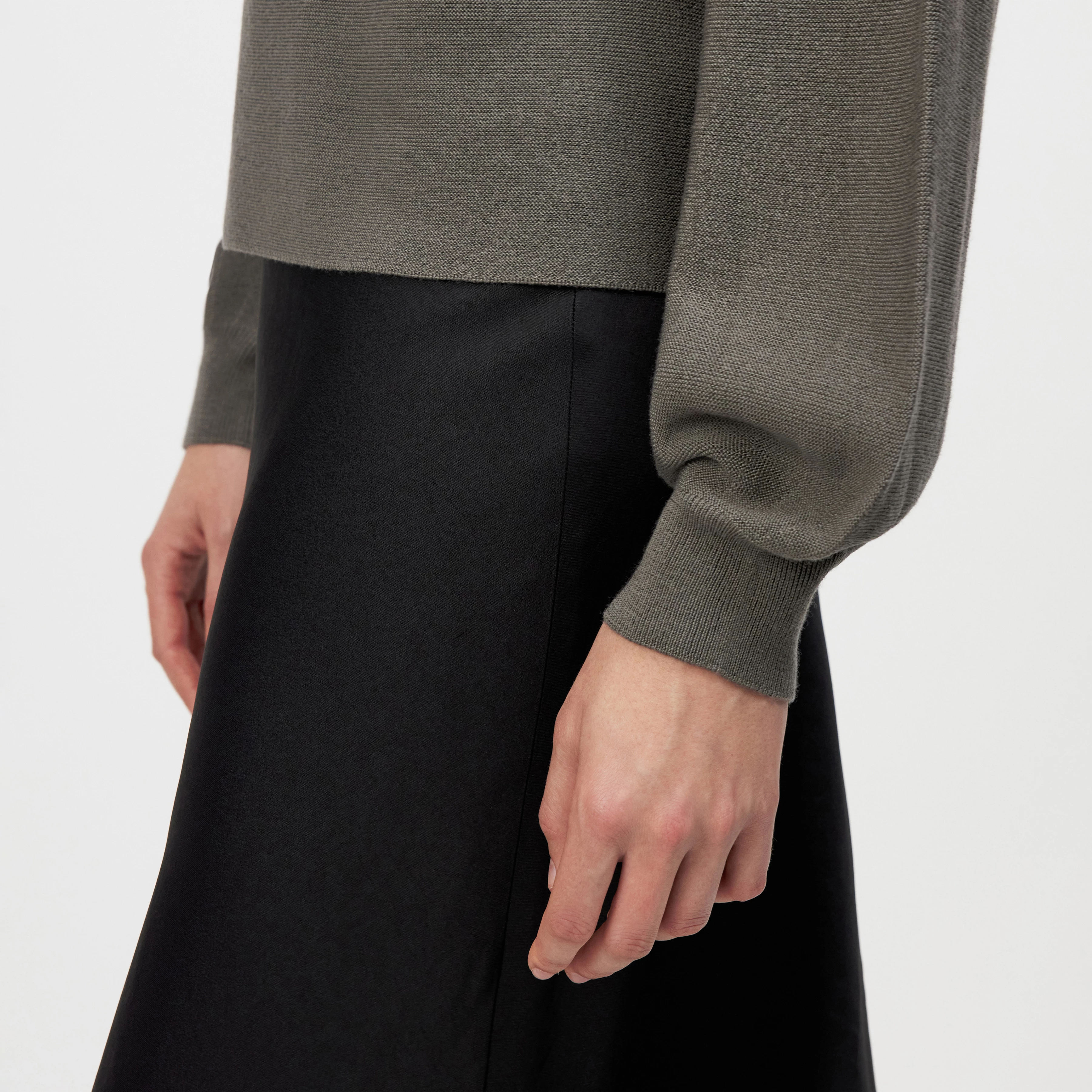 KIMONI - Pull à manches ballon 100 % laine mérinos - women - gris - Detailansicht am Model