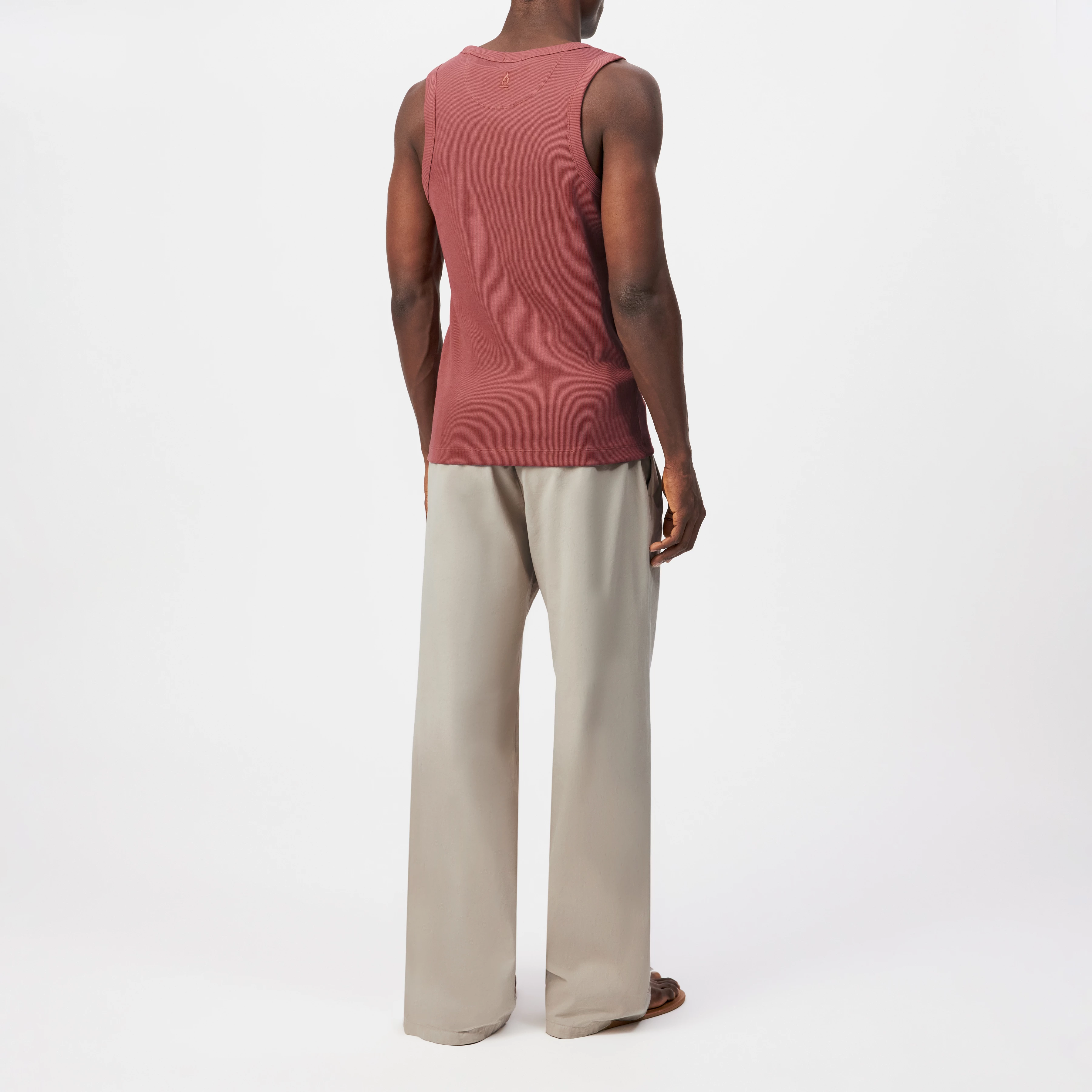 NATHAN - Bodyfitted ribtanktop van katoen - heren - oranje - Rückansicht