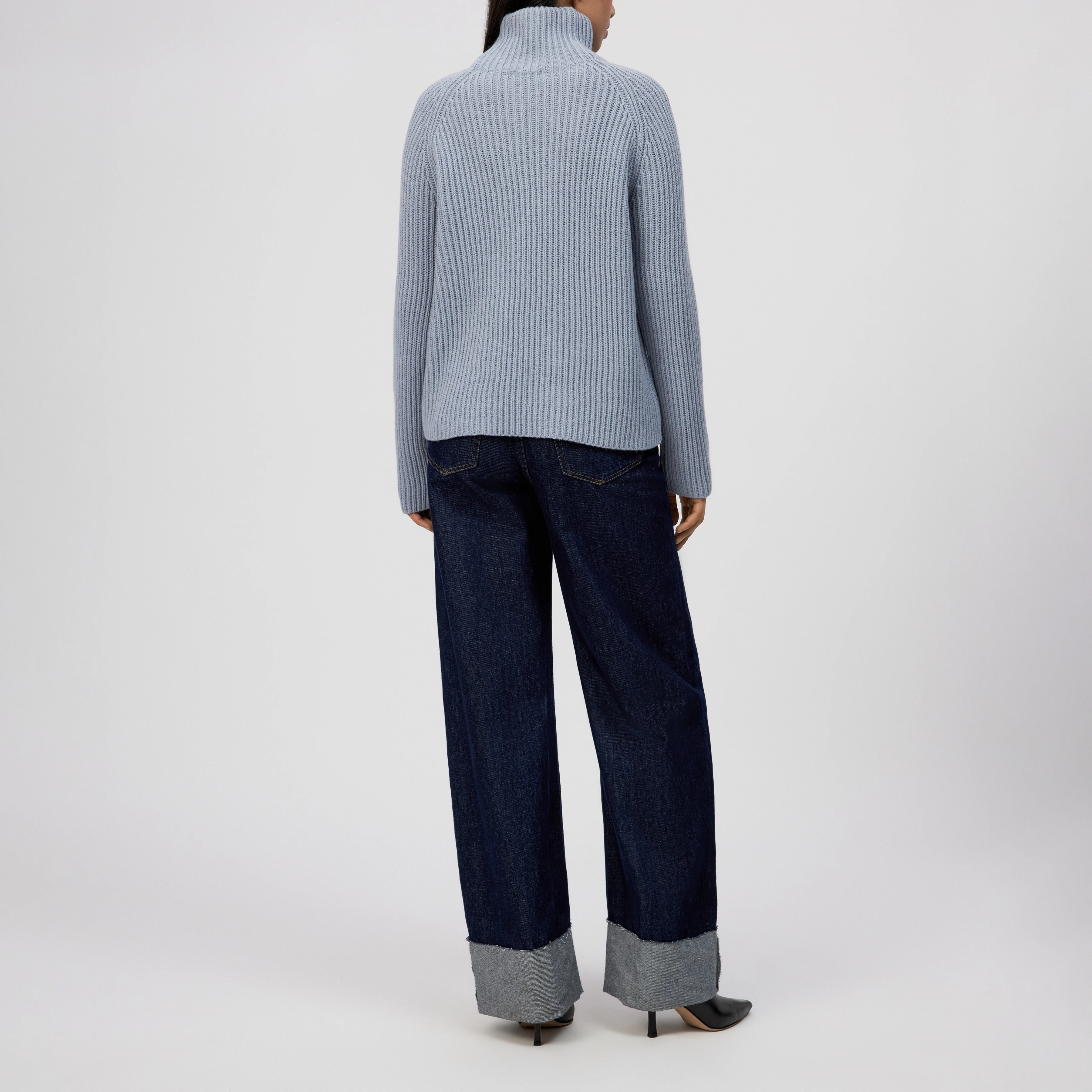 ARWEN - Pull à col roulé en laine et alpaga - women - bleu - Rückansicht