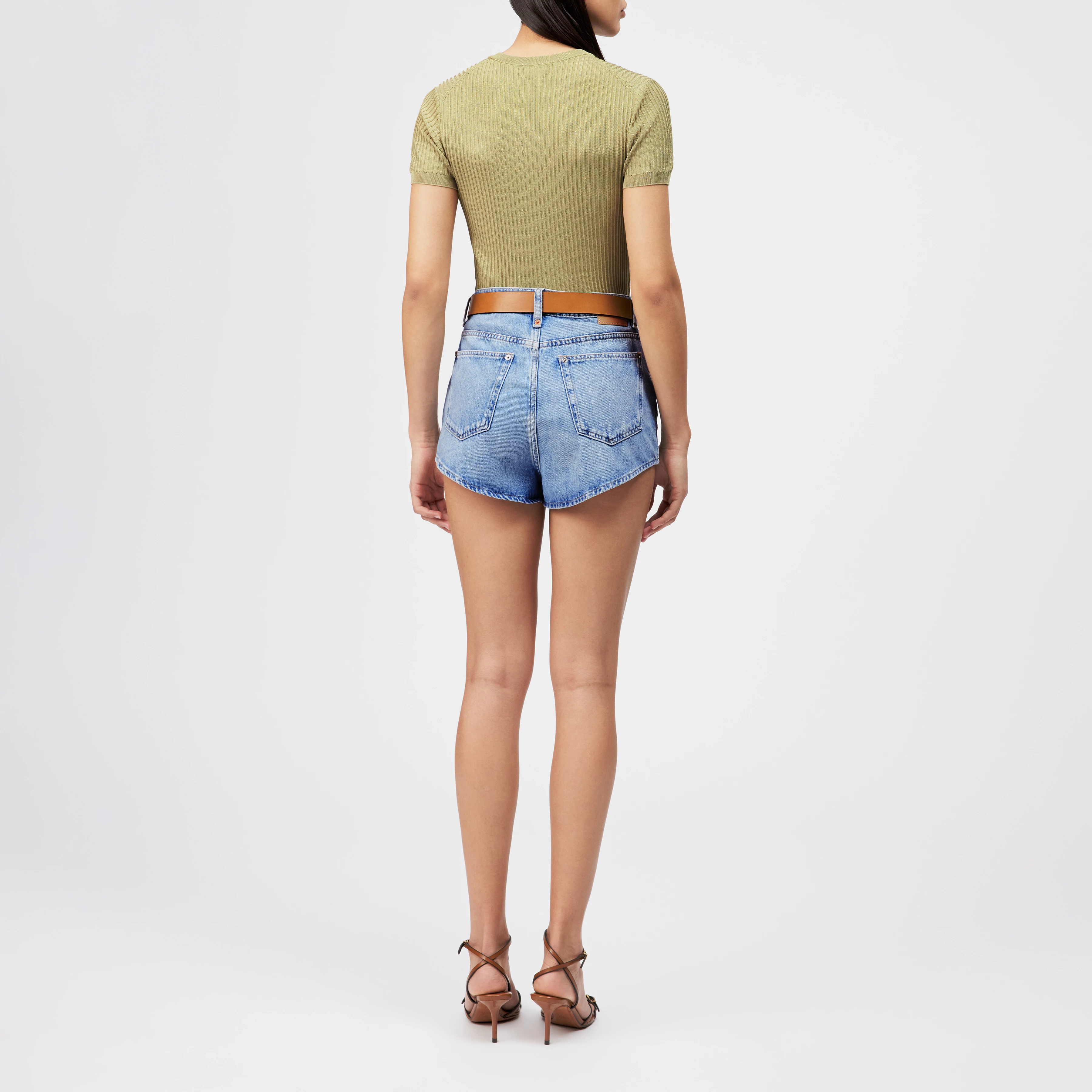 MOGLINI_2 - Crew Neck Knit T-Shirt with Ribbed Texture - women - brown - Rückansicht