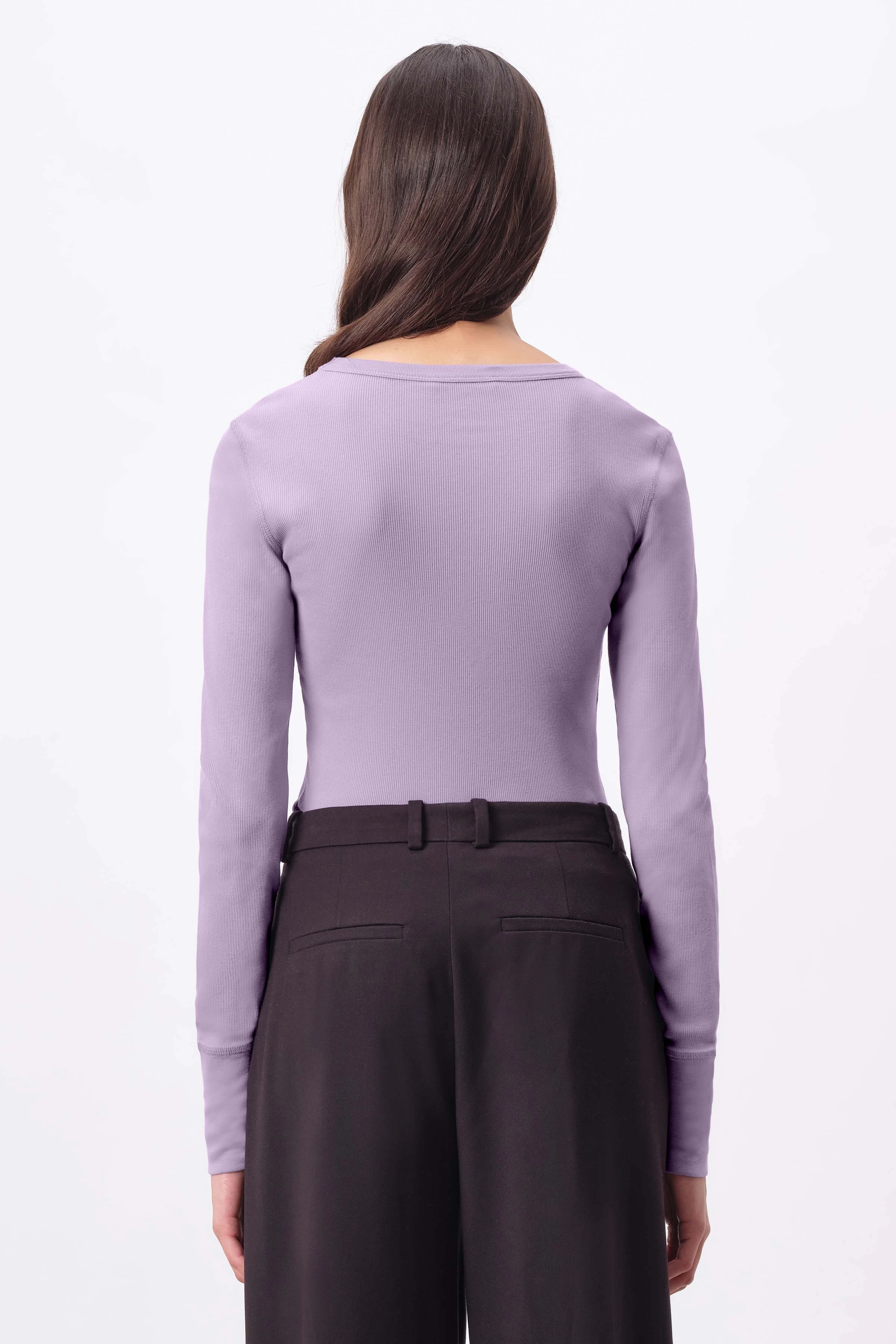 NURIT - Longsleeve mit Rundhals in reiner Baumwolle - Damen - lila - Rückansicht