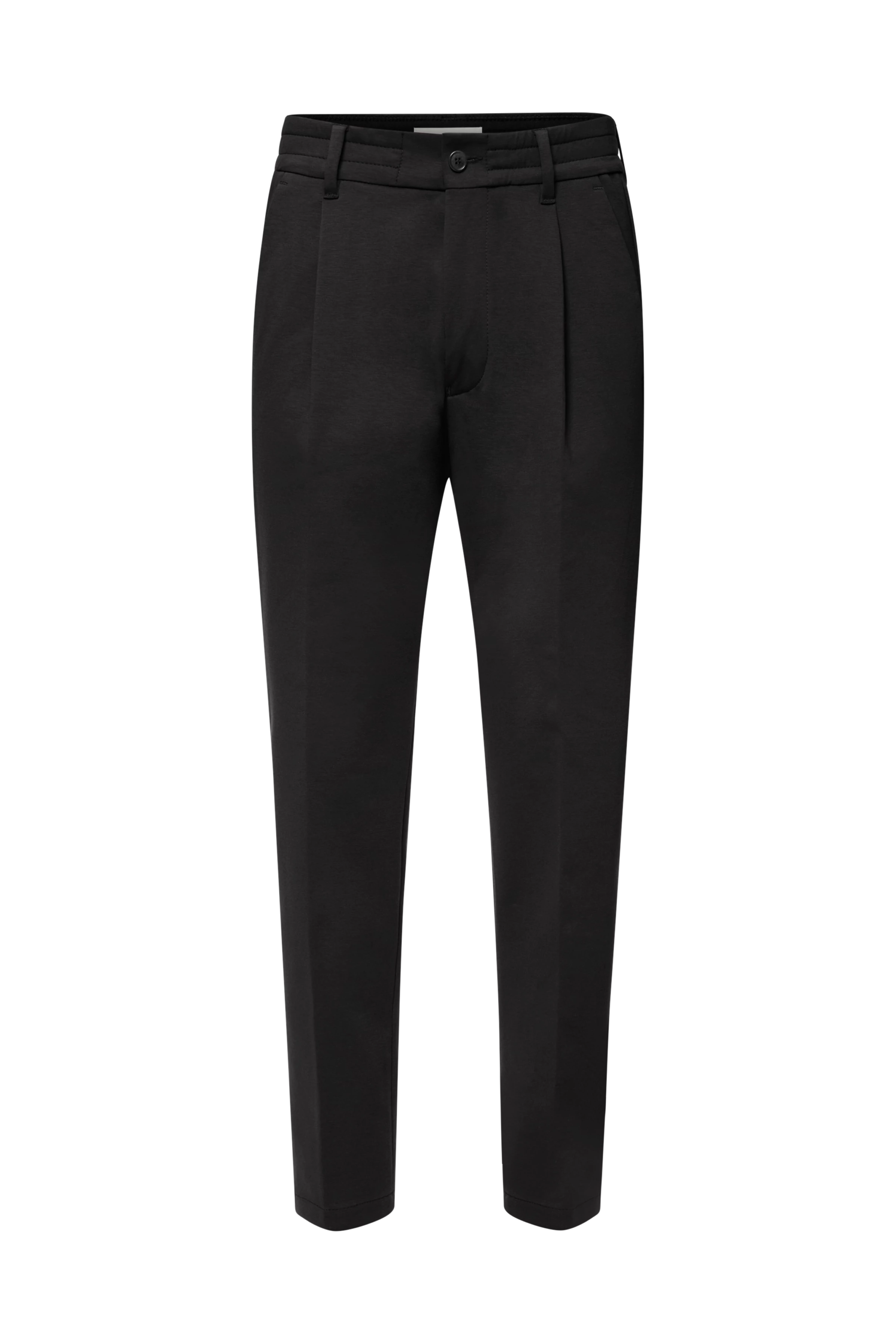 CHASY - Casual broek met plooi in Punto Milano - heren - zwart - Freisteller Frontansicht