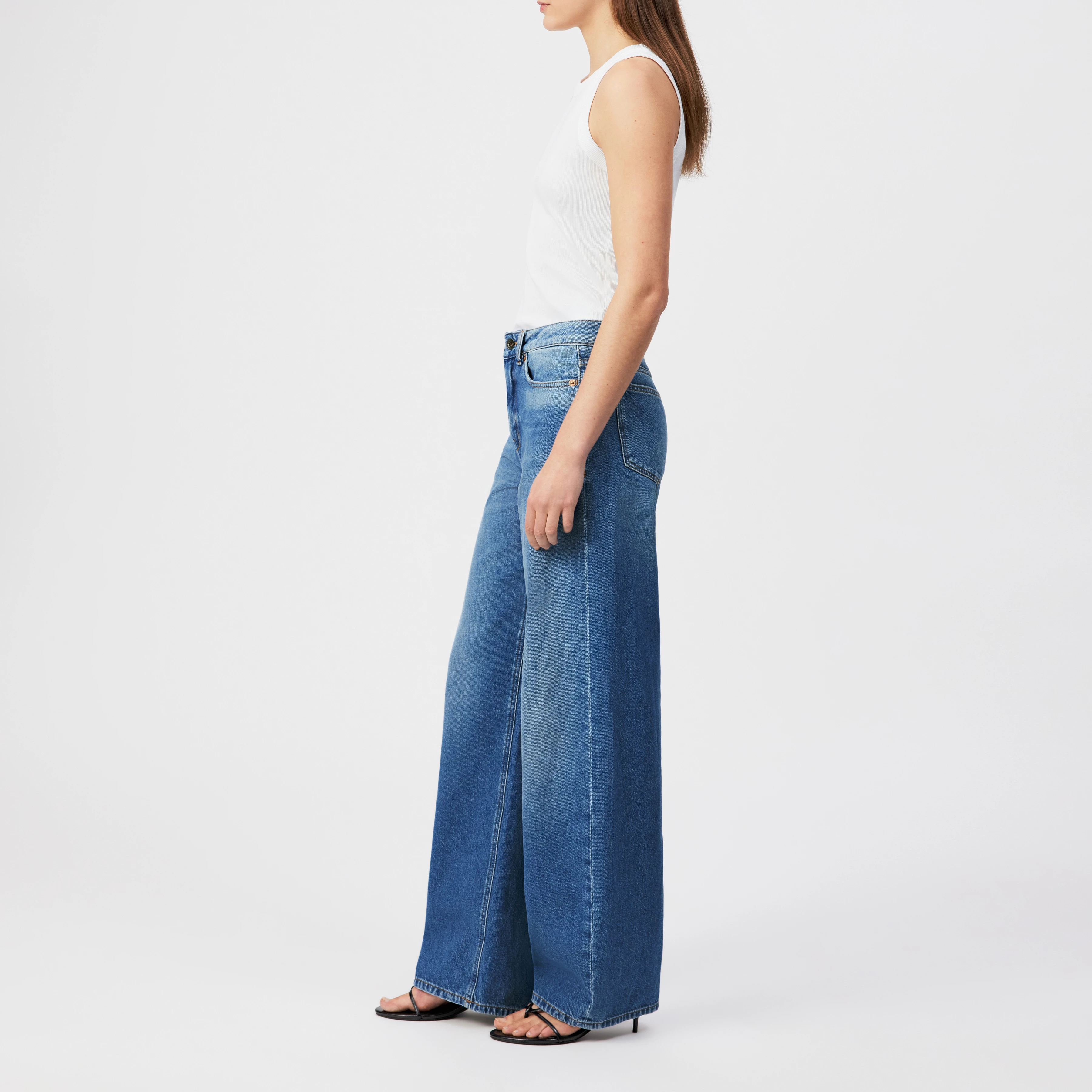 MEDLEY - Mid-waist jeans in pure cotton - women - blue - Seitenansicht