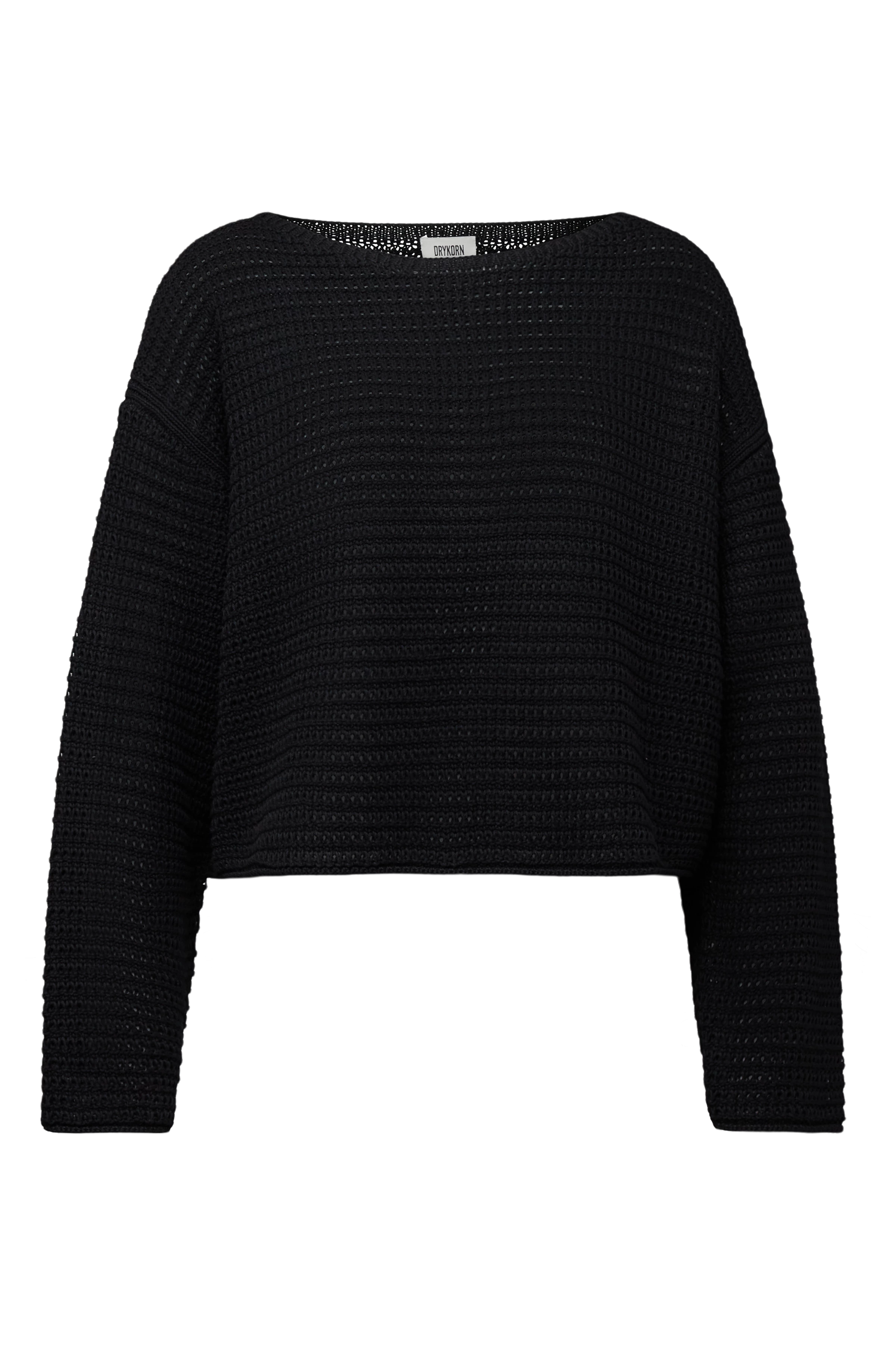 IMENIA_2 - Oversized Cropped Pullover in Grobstrick - Damen - schwarz - Freisteller Frontansicht