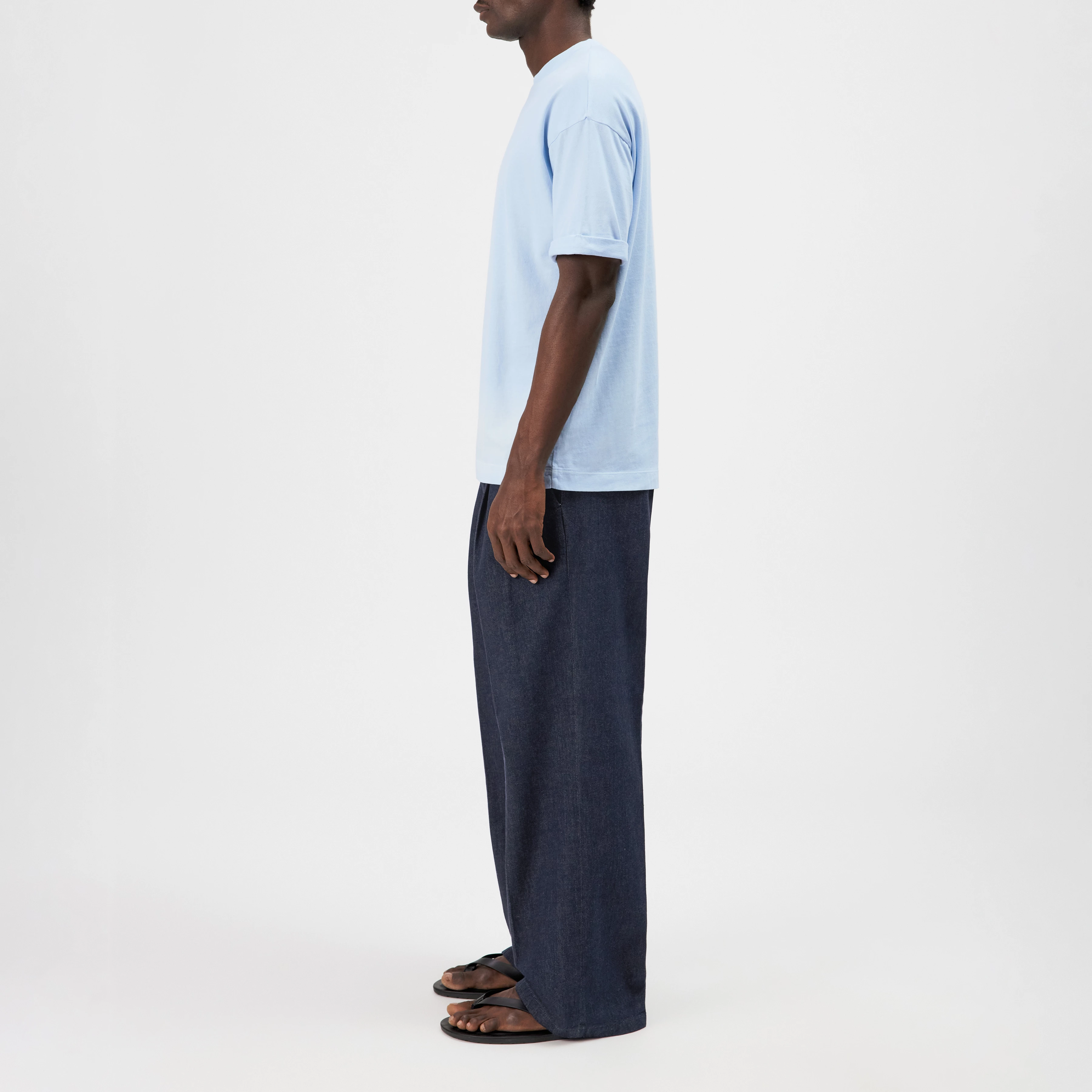 THILO - Relaxed fit T-shirt in soft cotton with washed look - men - blue - Seitenansicht