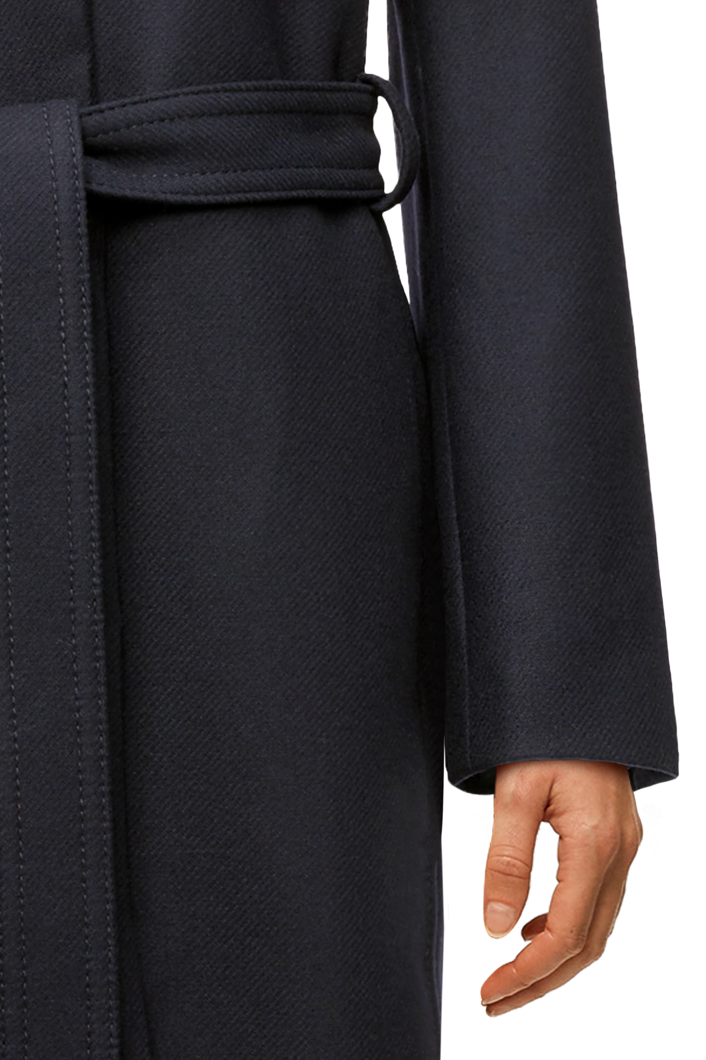 LEICESTER - Jas met opstaande kraag in winterse wolmix - dames - blauw - Detailansicht am Model