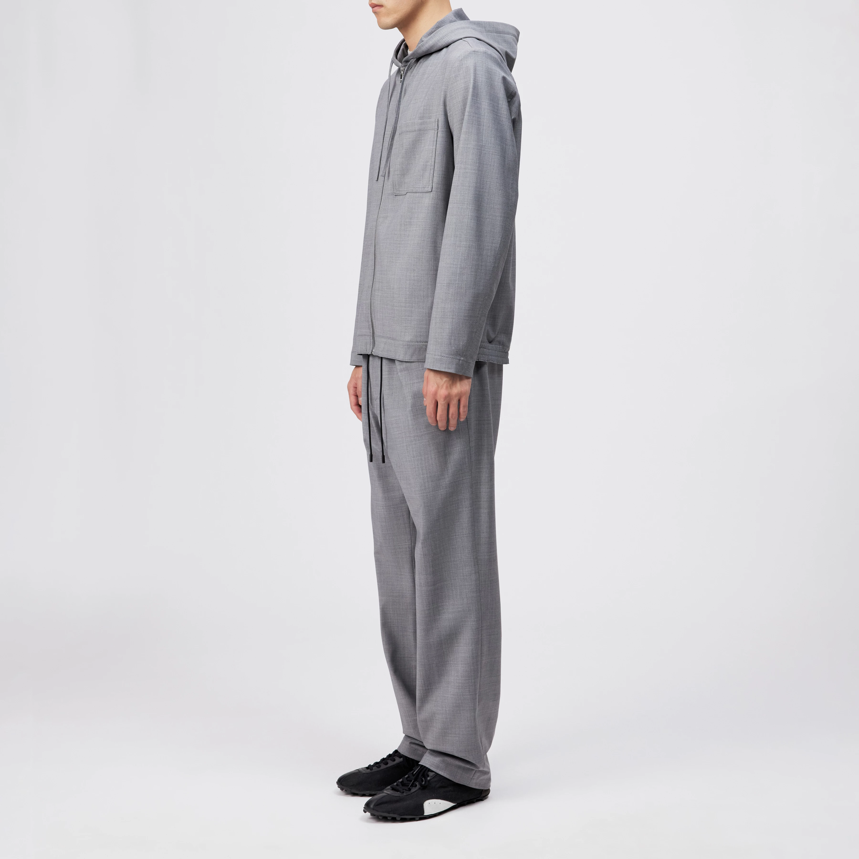 JENON - Zip-hættetrøje i performance-uldblanding - men - grå - Seitenansicht