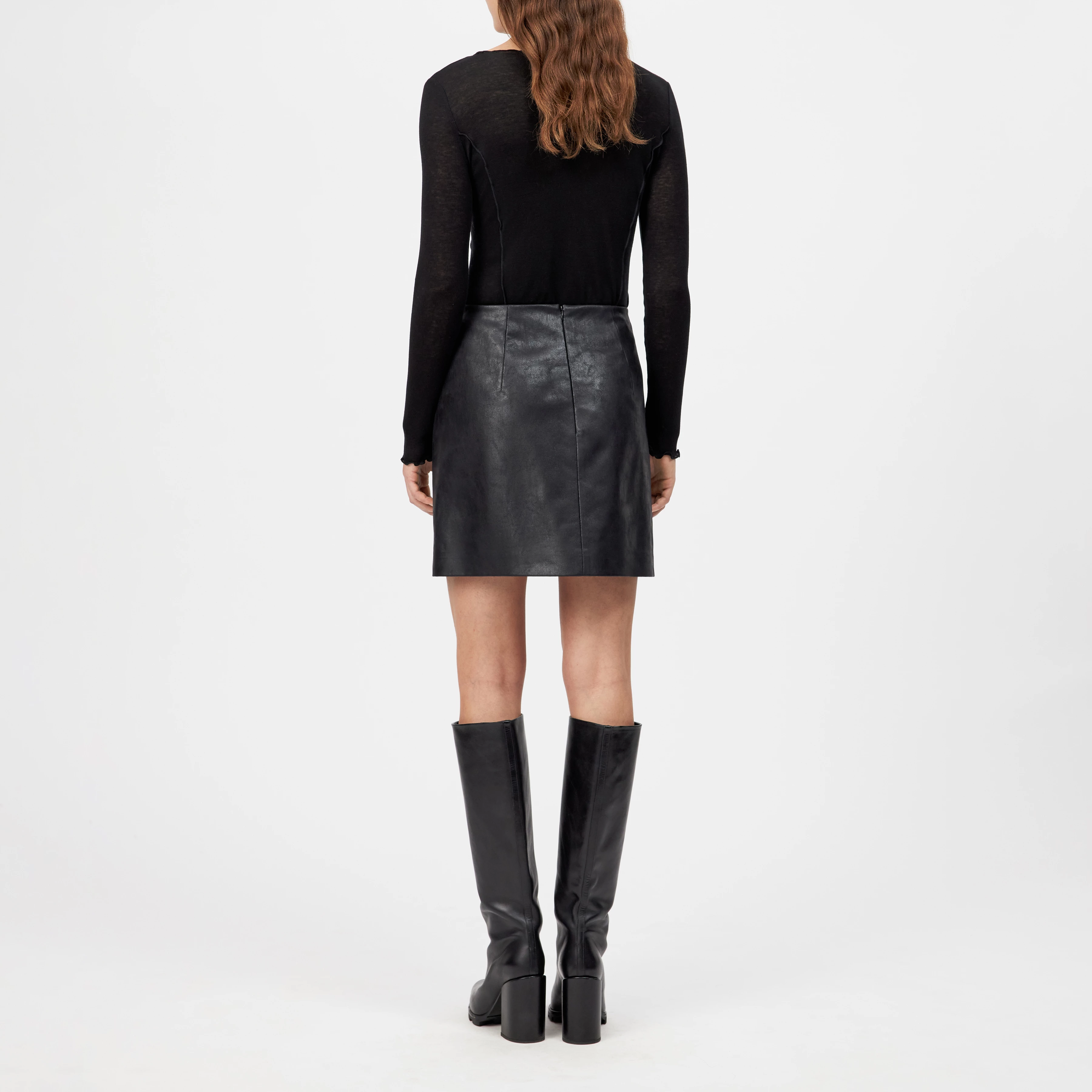 GENTILIE - Minirock in Leder Look - Damen - schwarz - Rückansicht