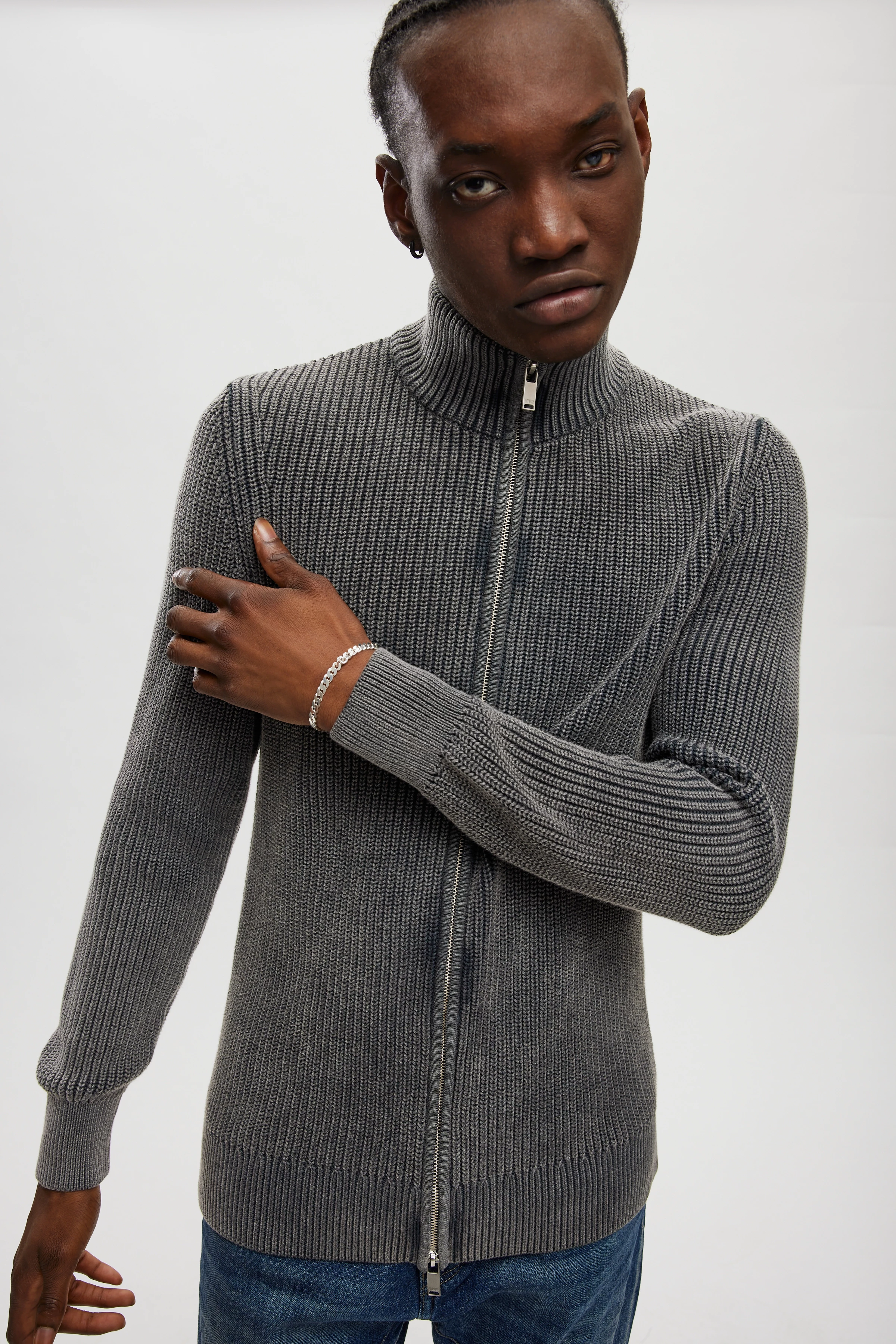 ANTONIO - Zipjacke aus Baumwolle - Herren - grau - Frontansicht