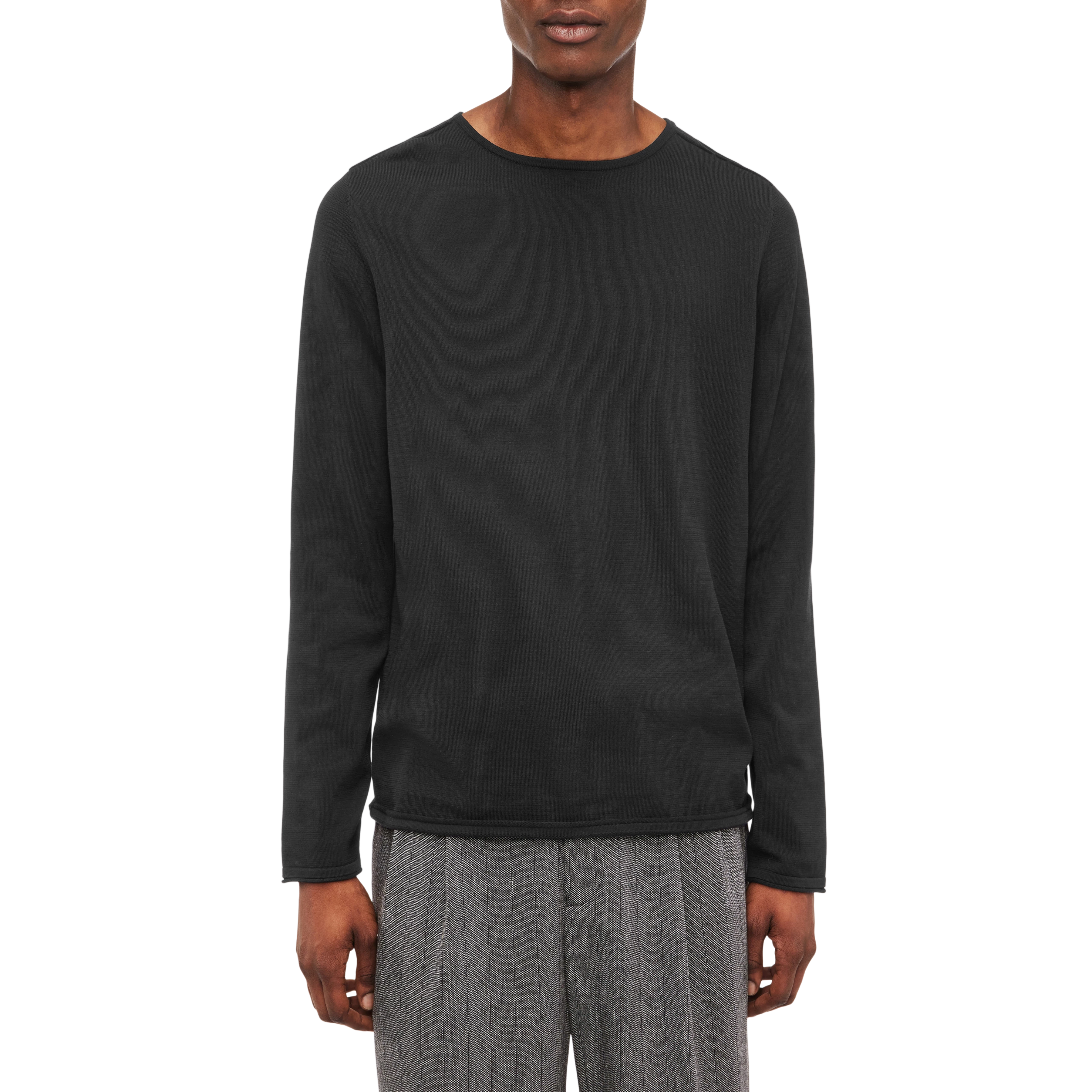 RIKONO - Strickpullover in cleaner Baumwolle - Herren - schwarz - Frontansicht