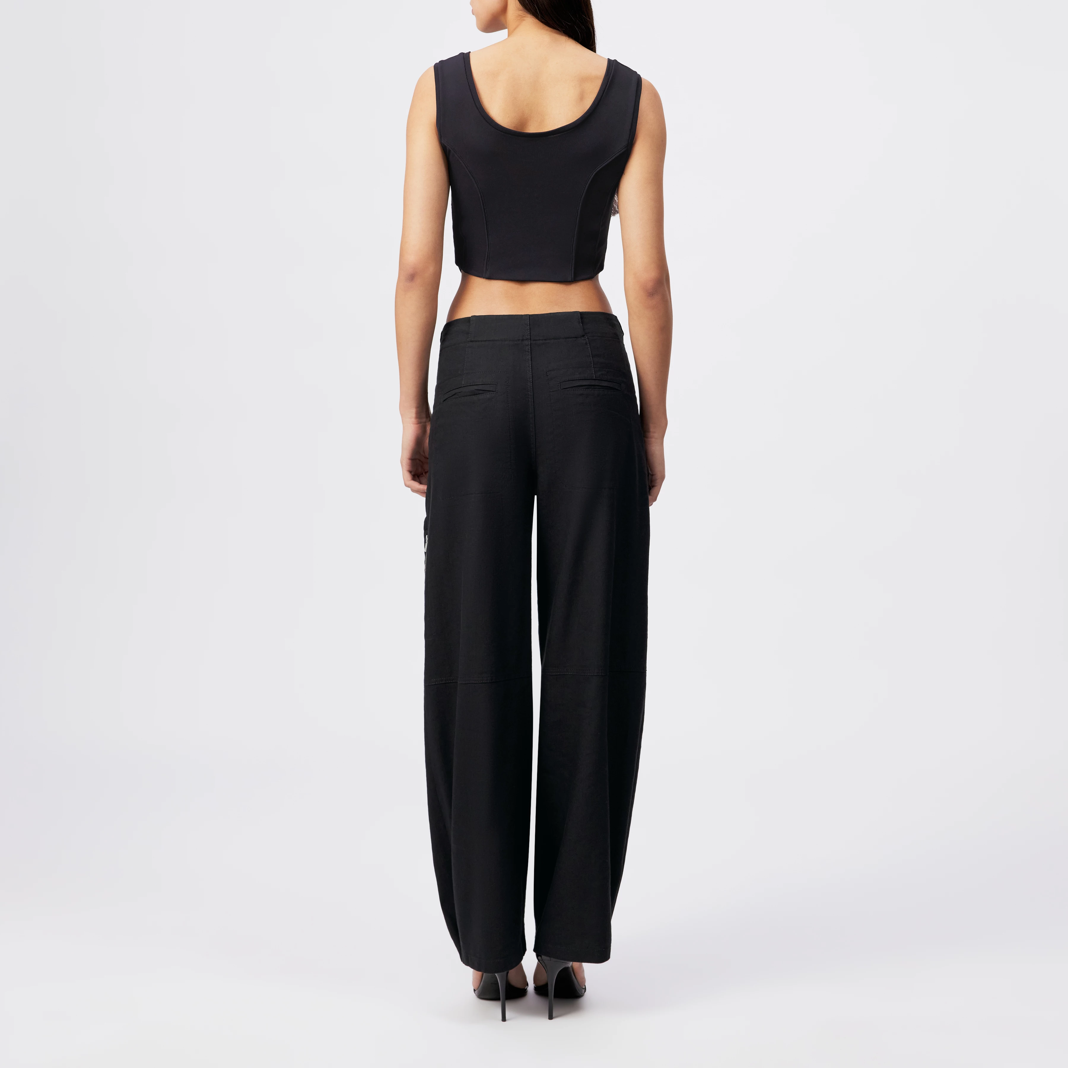 DREAK - Relaxed Fit Linen-Blend Utility Trousers - women - black - Rückansicht