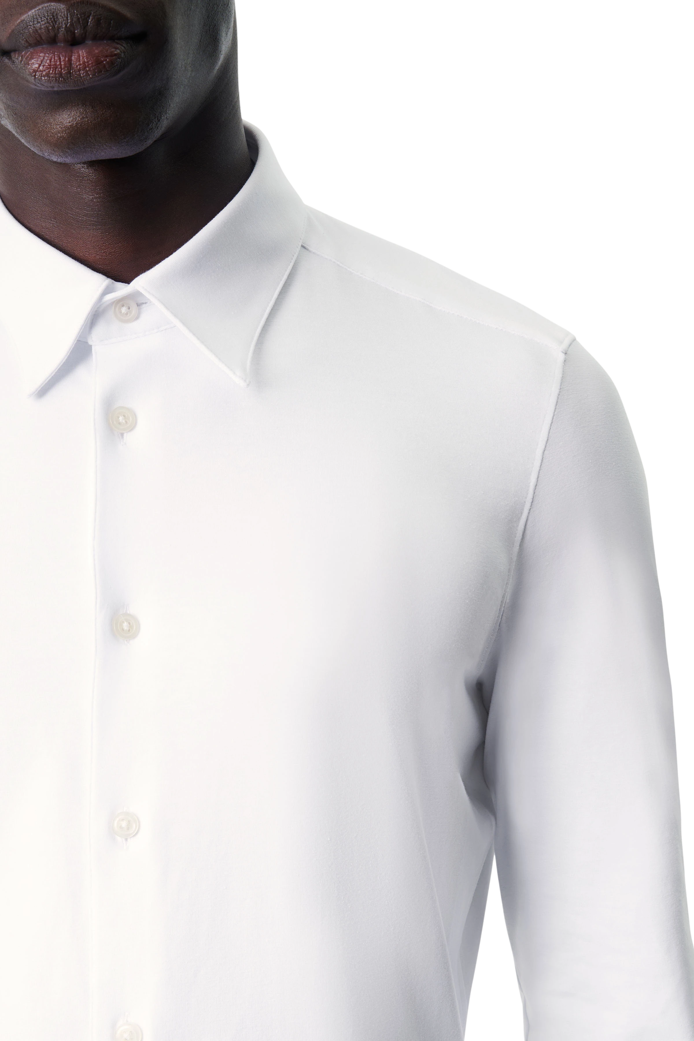 ZED - Classic tight-fit shirt in stretchy jersey - men - white - Seitenansicht