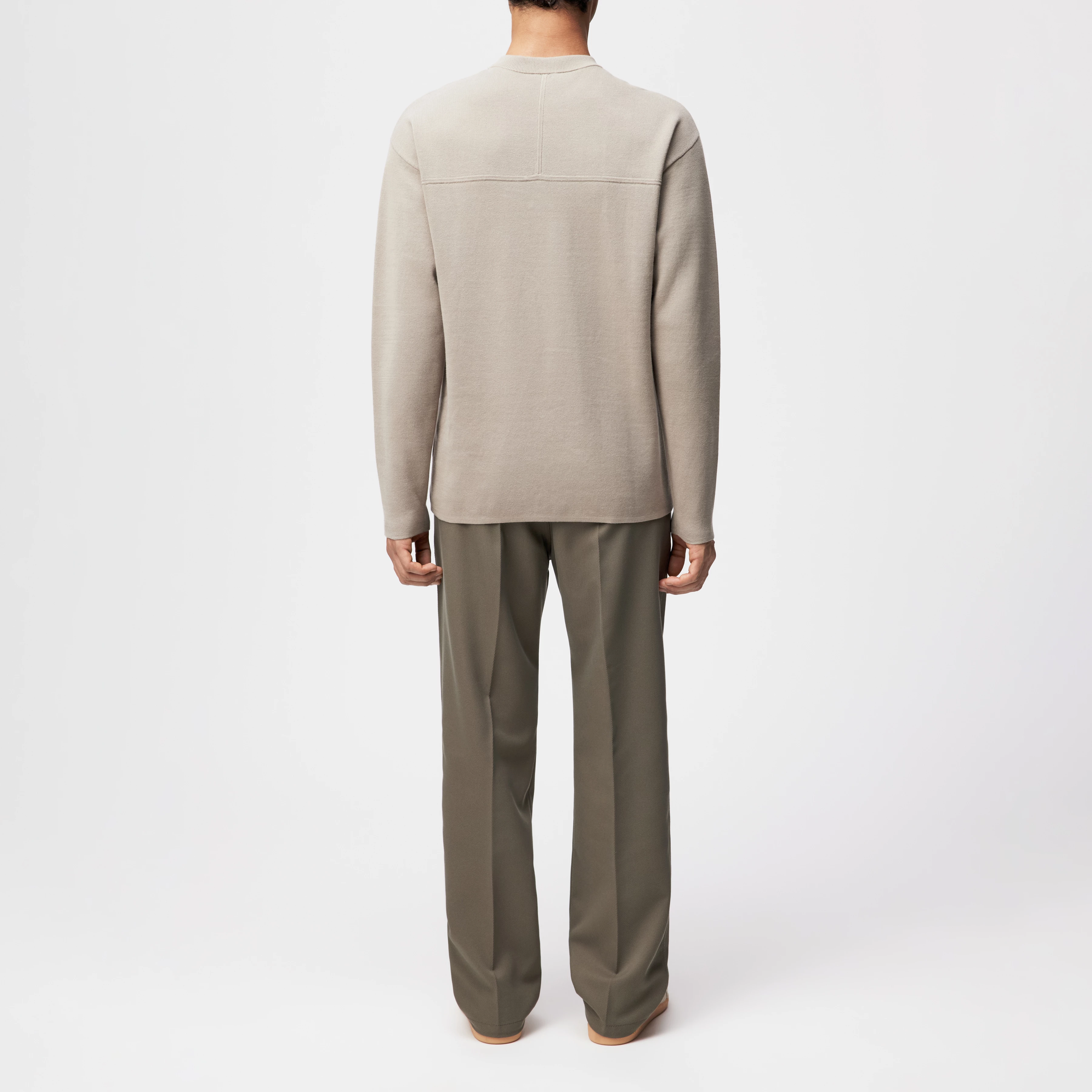 LEVVIN - Longsleeve in Baumwoll-Mix - Herren - beige - Rückansicht