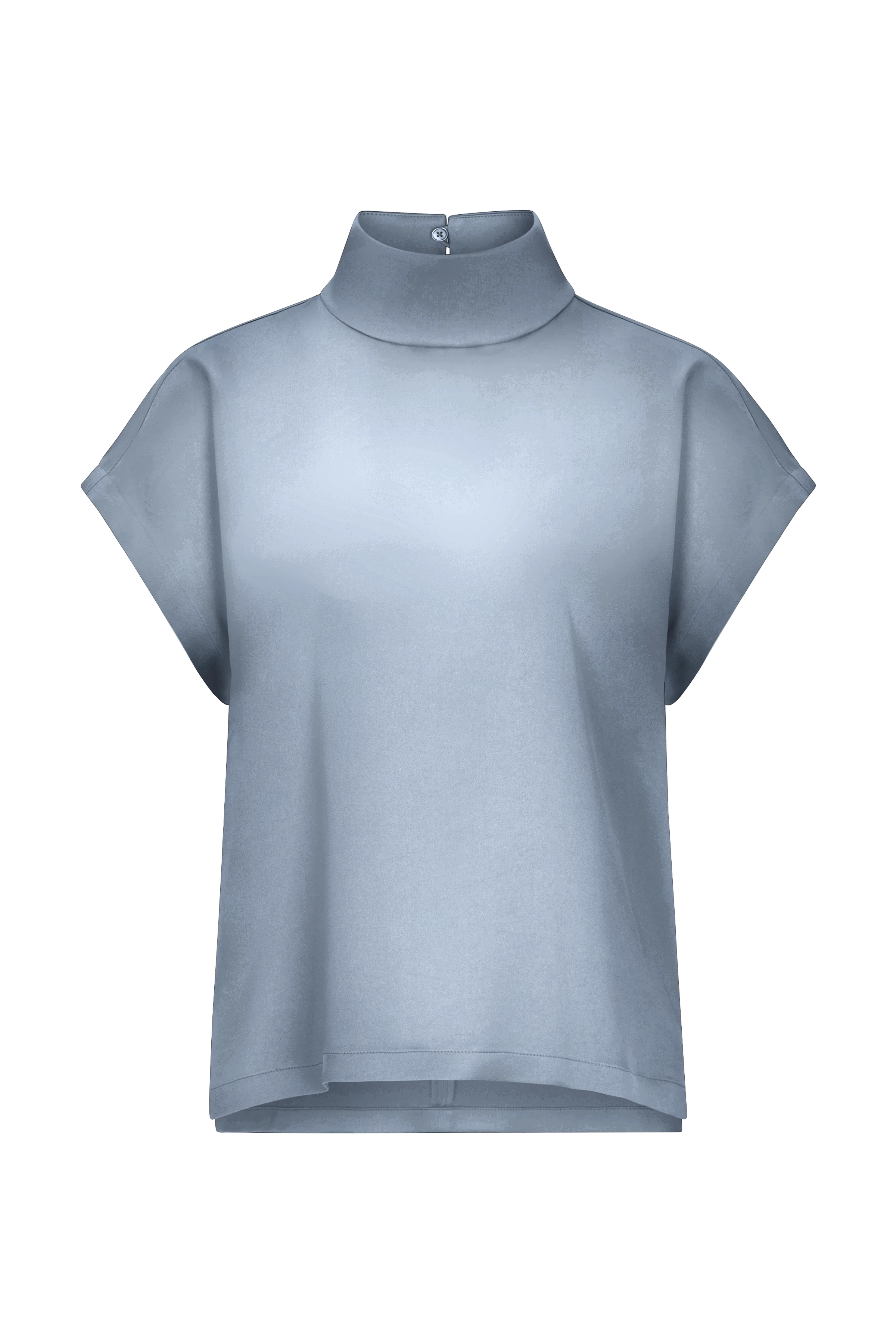 ALARIA_1 - Shirt blouse with stand-up collar in satin - women - blue - Freisteller Frontansicht