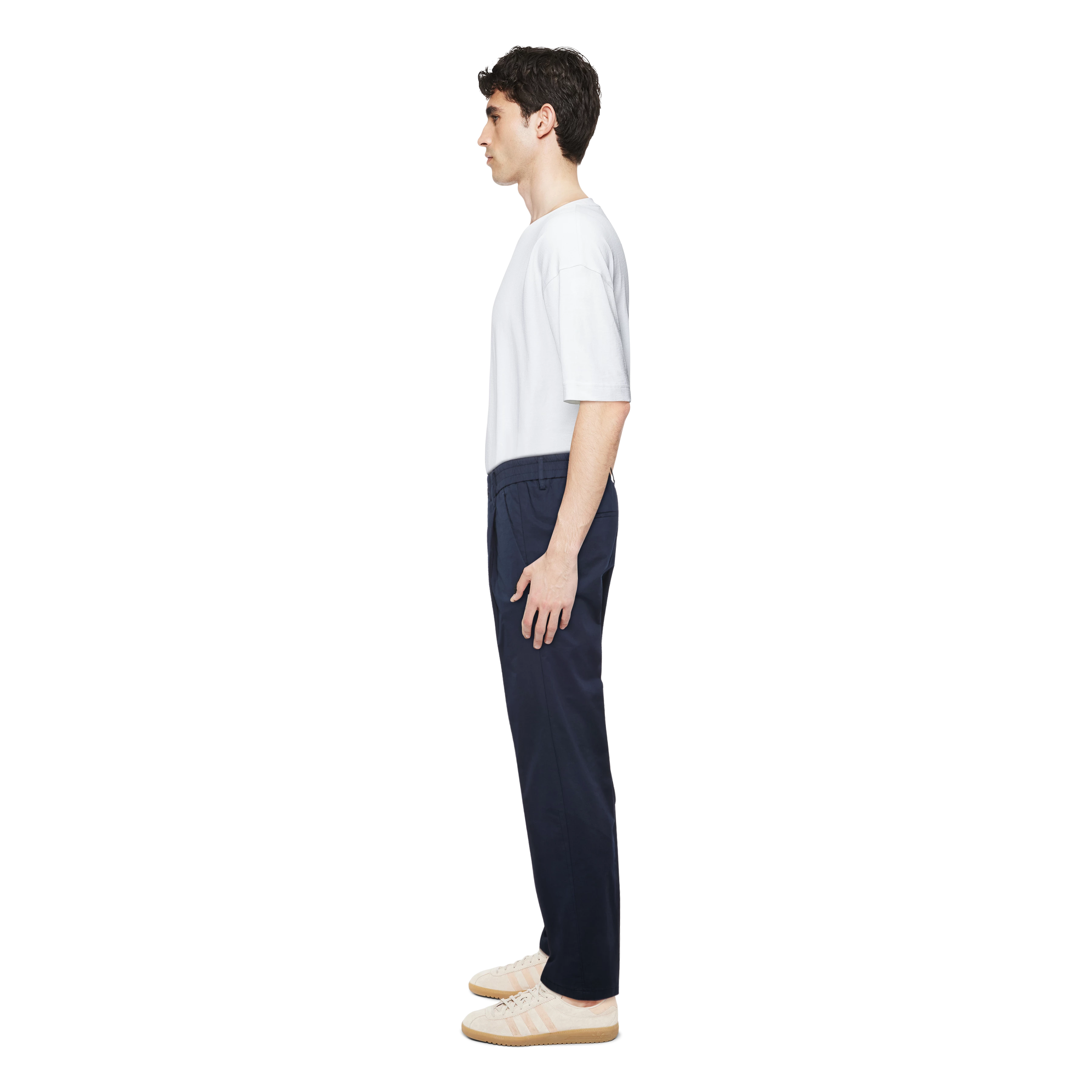 CHASY_RGLR - Casual broek met plooi in katoen gabardine - heren - blauw - Seitenansicht