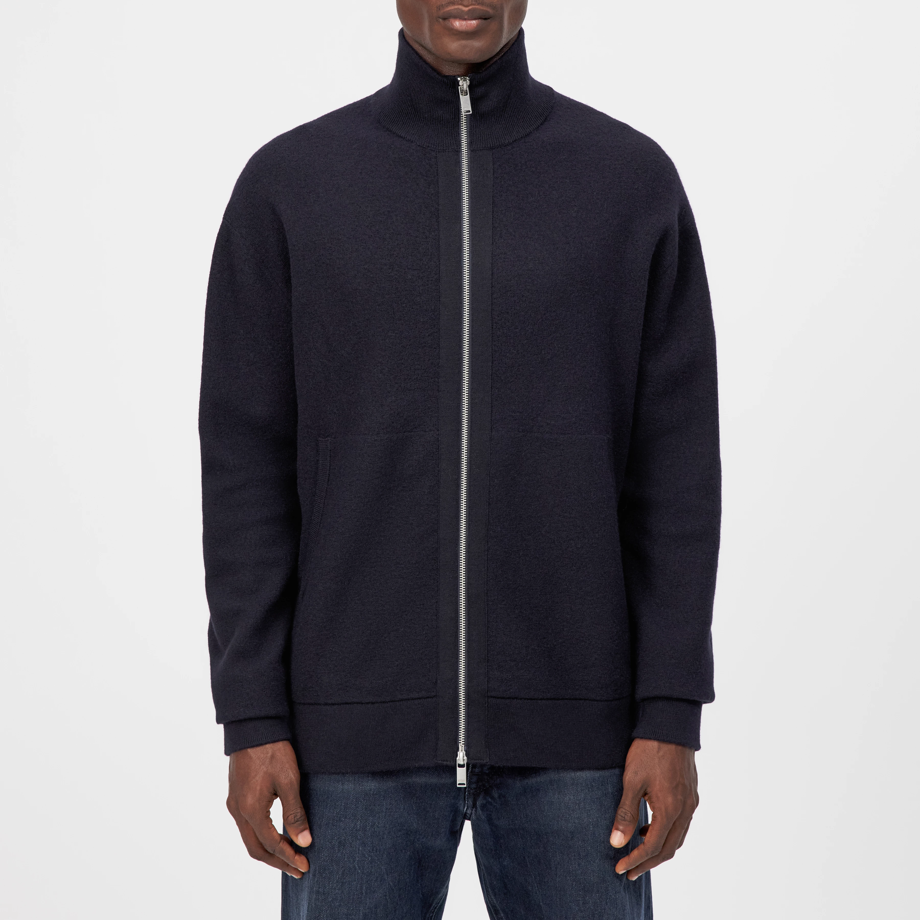 JANOR - Strick-Jacke in Merinowolle - Herren - blau - Frontansicht