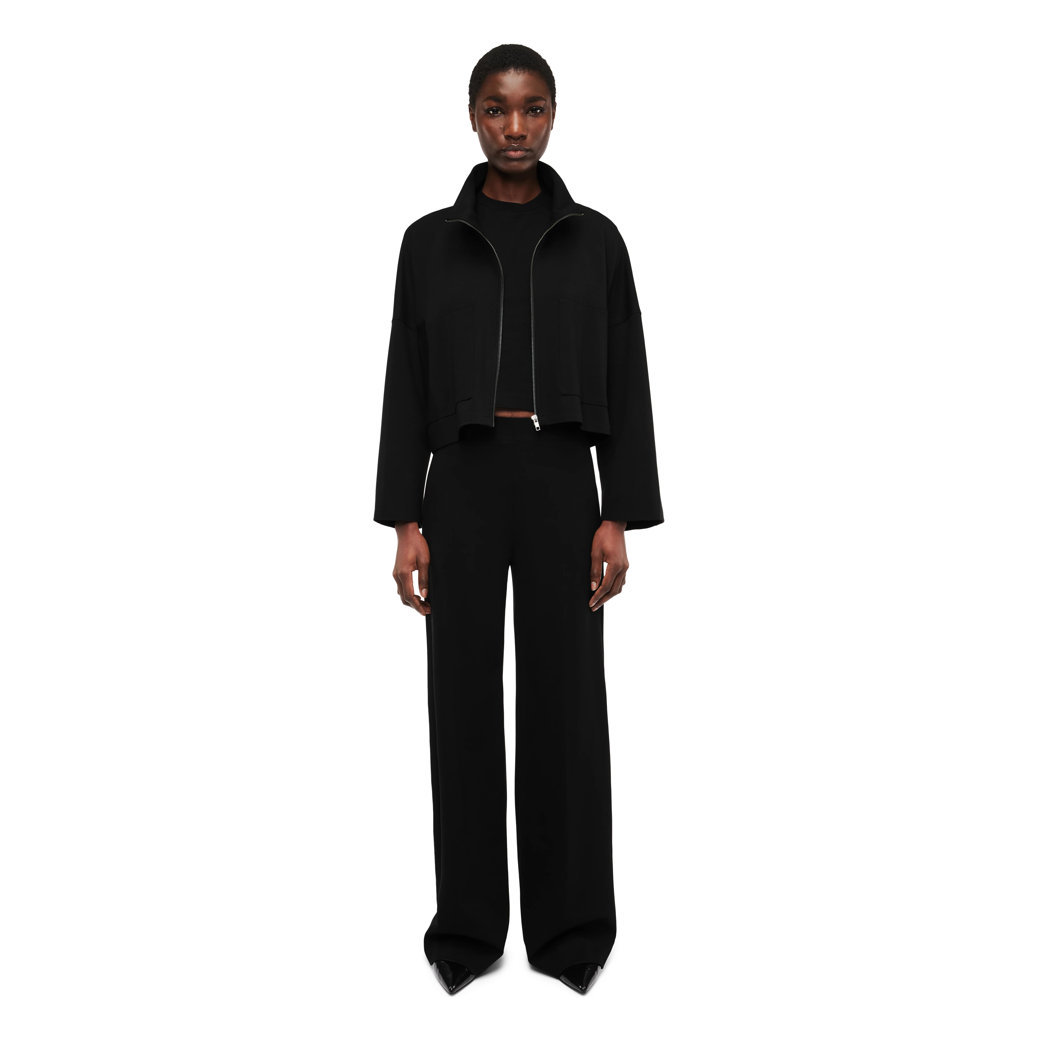 ELSTOW - Oversized jacket in jersey - women - Natural Aluminium - Ganzkörper-Frontansicht