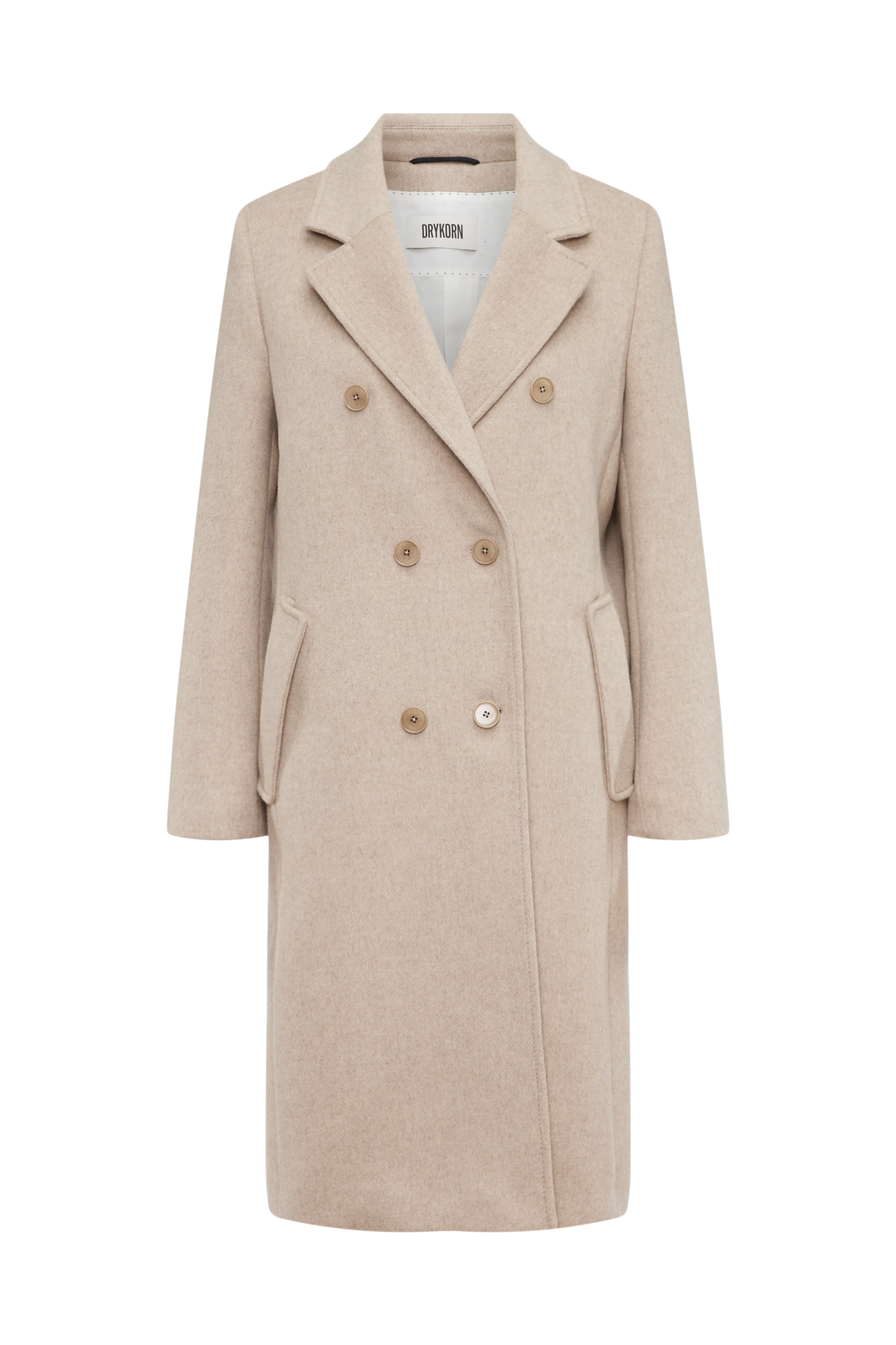 BRAMCOTE - Klassischer Blazermantel in Flanell - Damen - beige - Freisteller Frontansicht