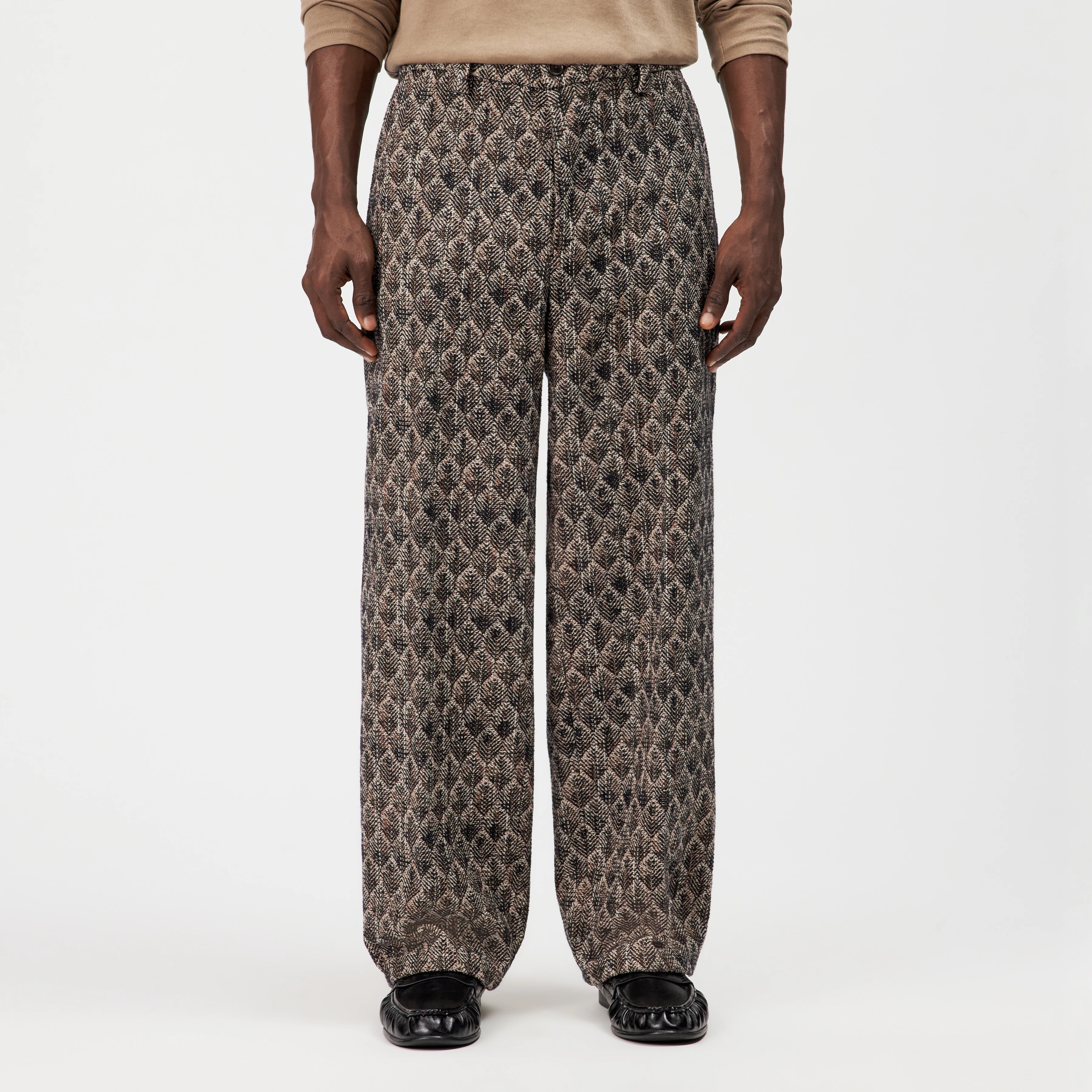 DACOMA - Casual cotton-blend trousers - men - brown - Frontansicht