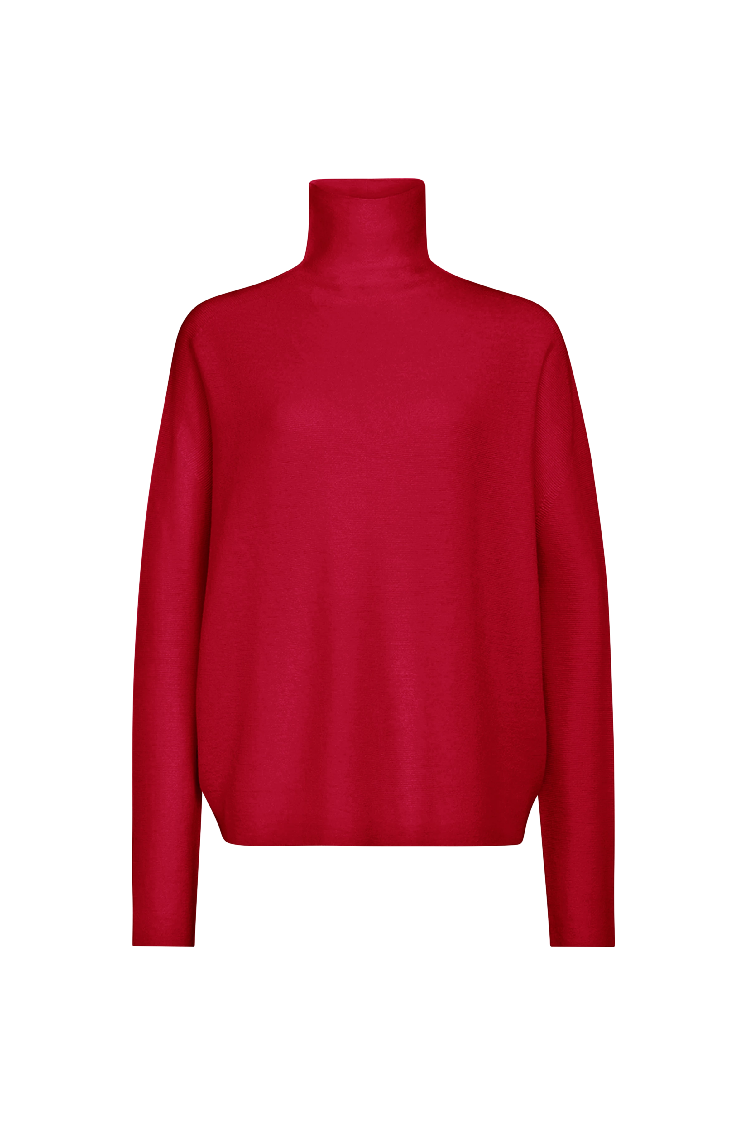LIORA - Egg-Shape Rollkragenpullover in 100% Merinowolle - Damen - rot - Freisteller Frontansicht