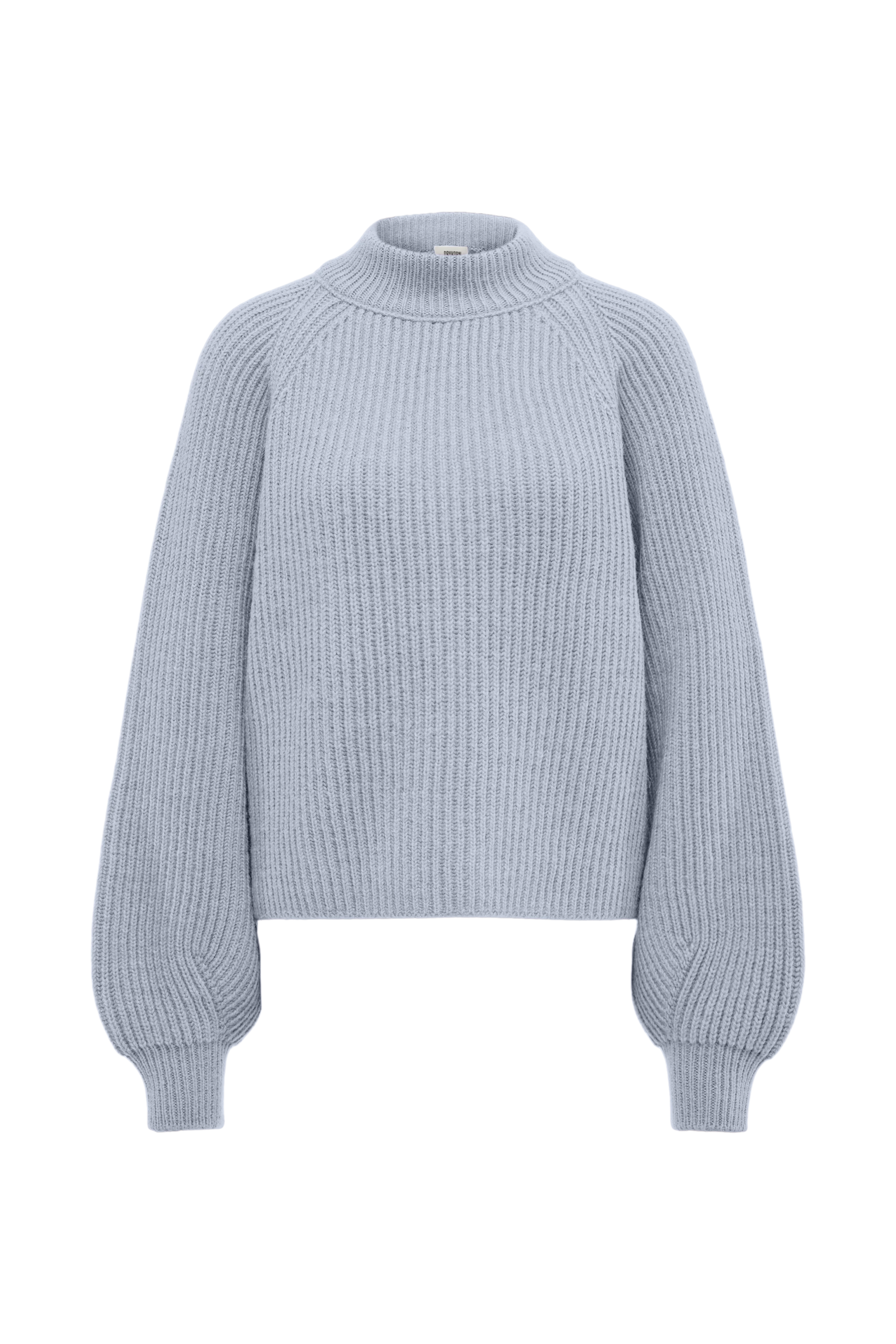 KIMONI - Sweater with balloon sleeves in wool and alpaca blend - women - blue - Freisteller Frontansicht